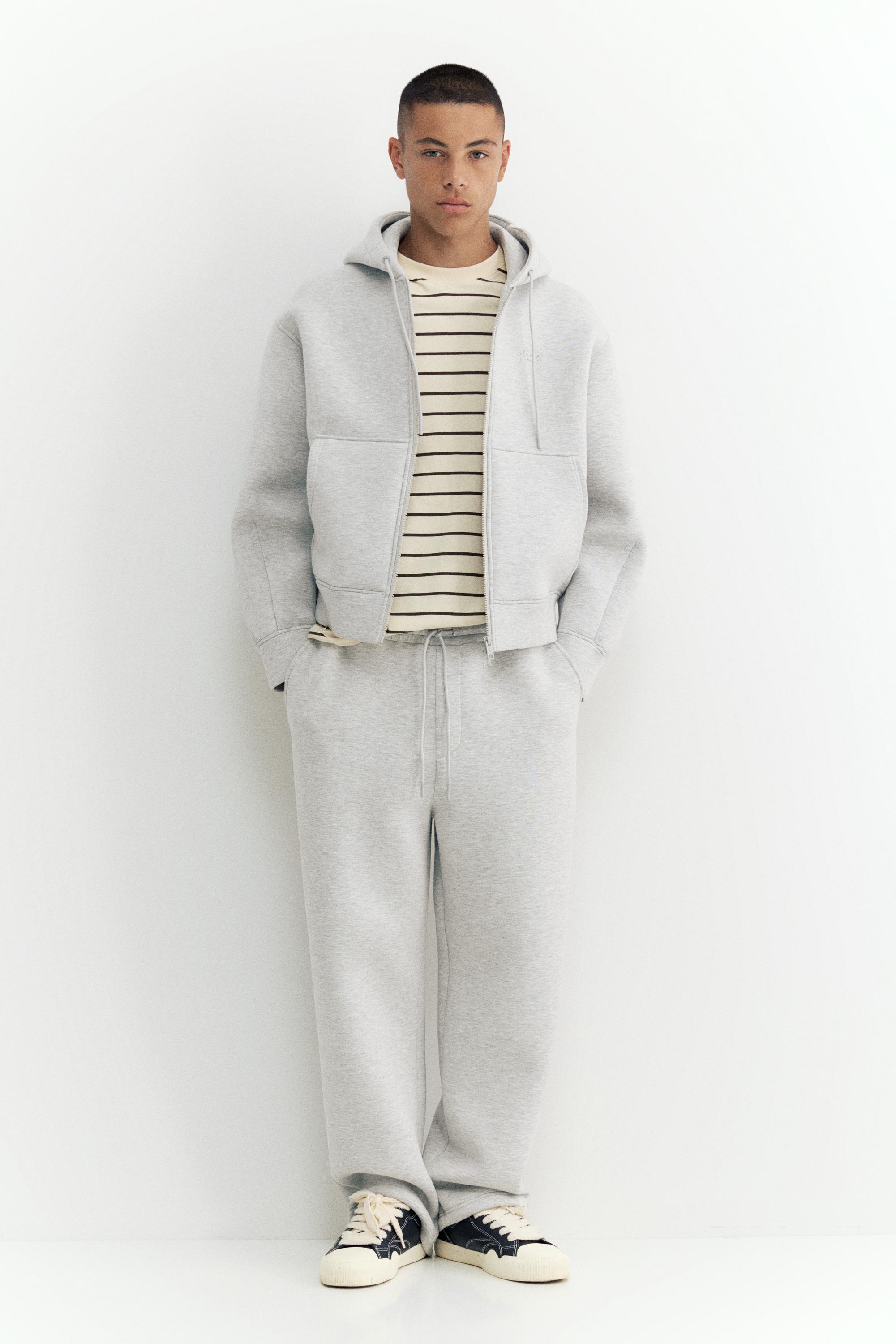 Neoprene-effect baggy trousers — Grey marl