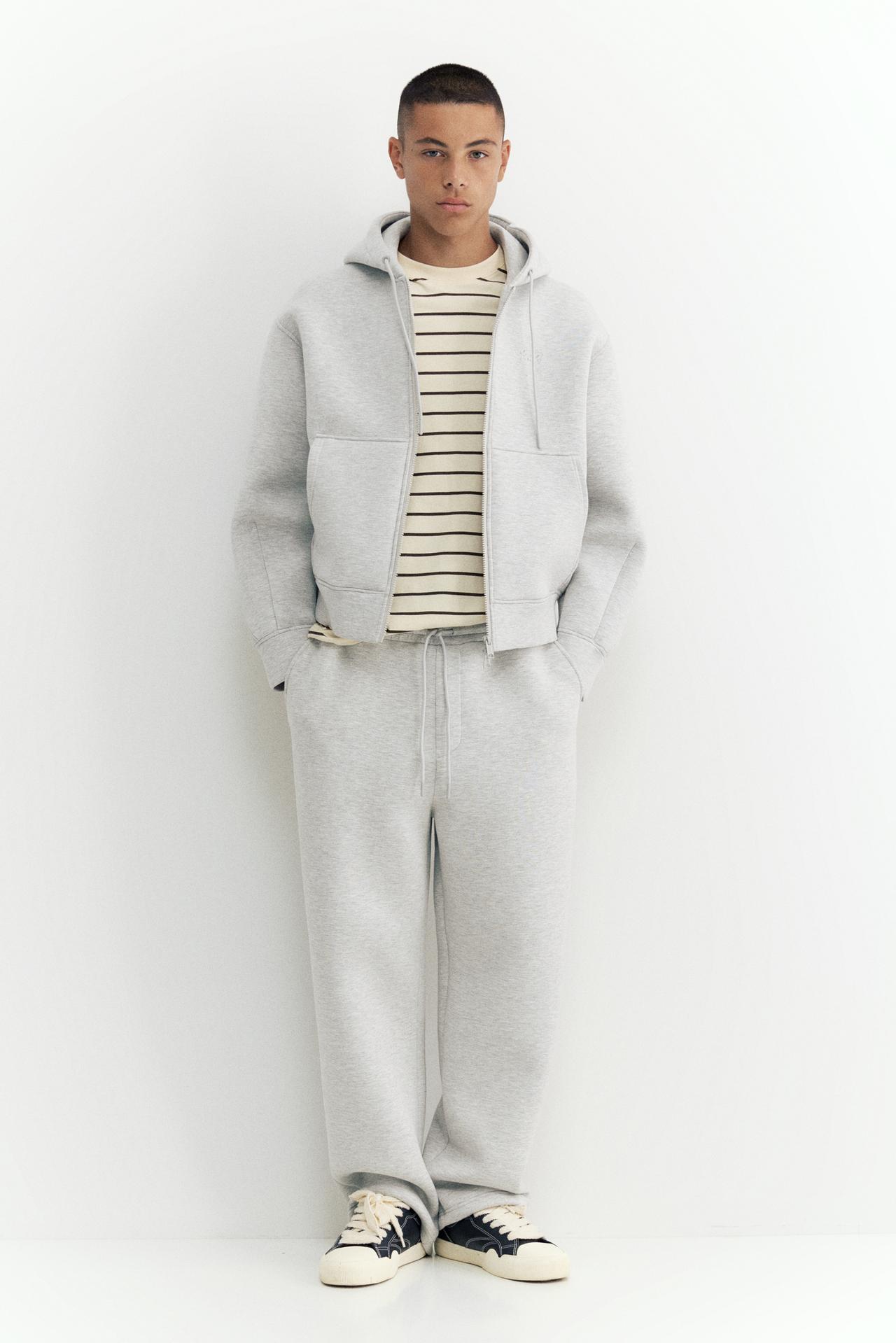 Neoprene-effect baggy trousers — Grey marl