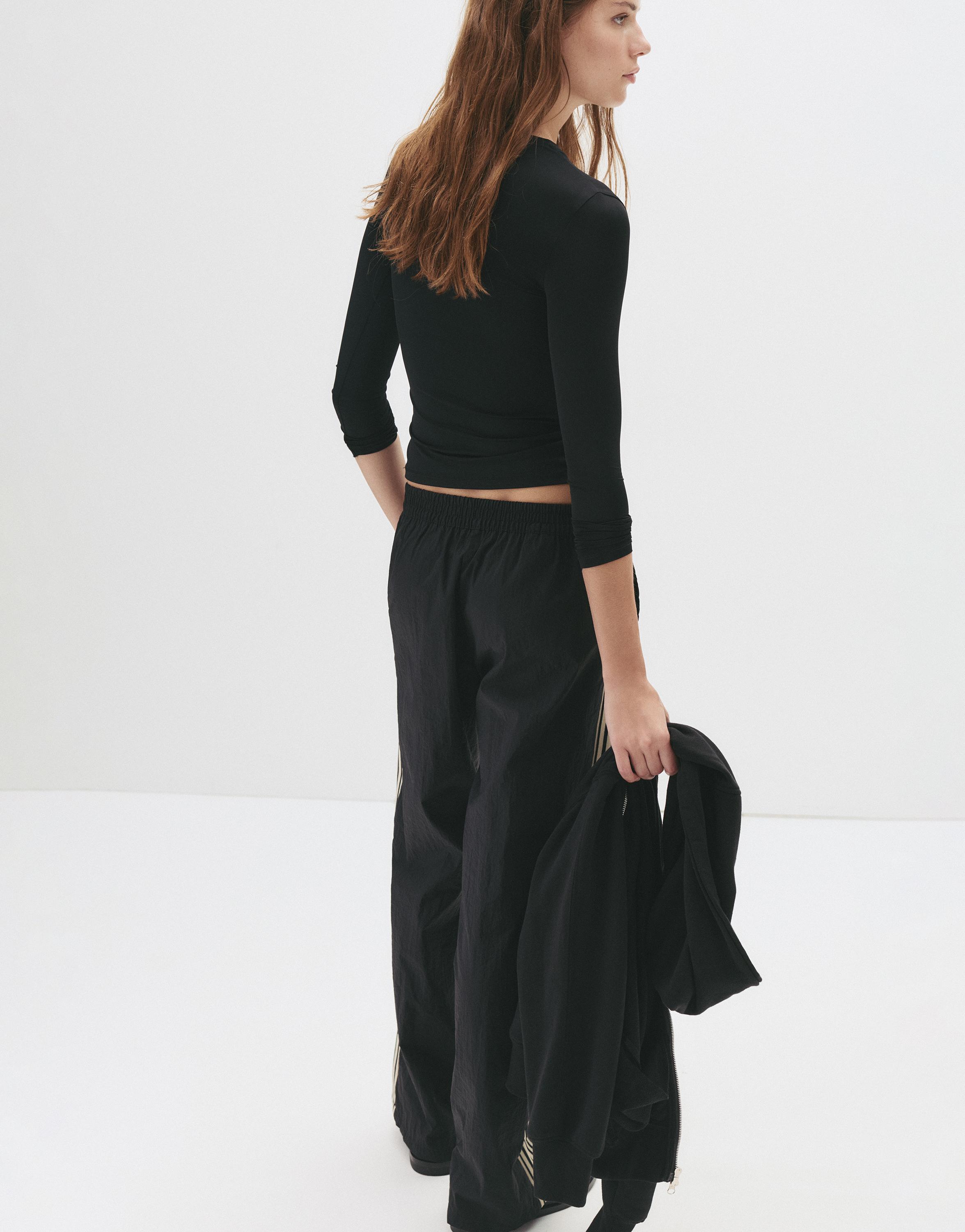 Fitted polyamide T-shirt — Black