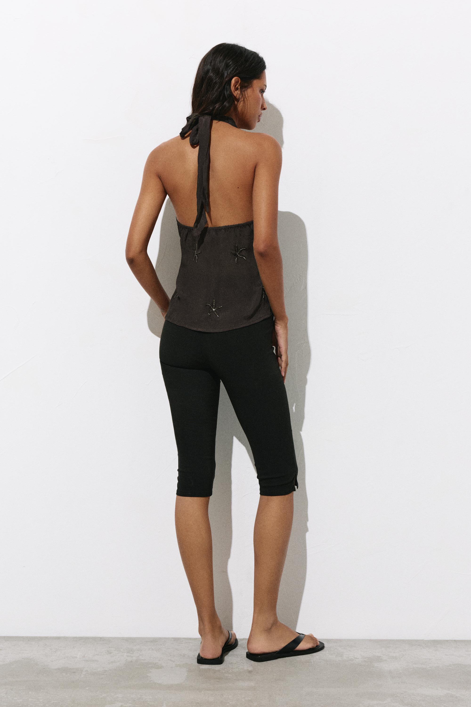 Beaded halter top — Brown