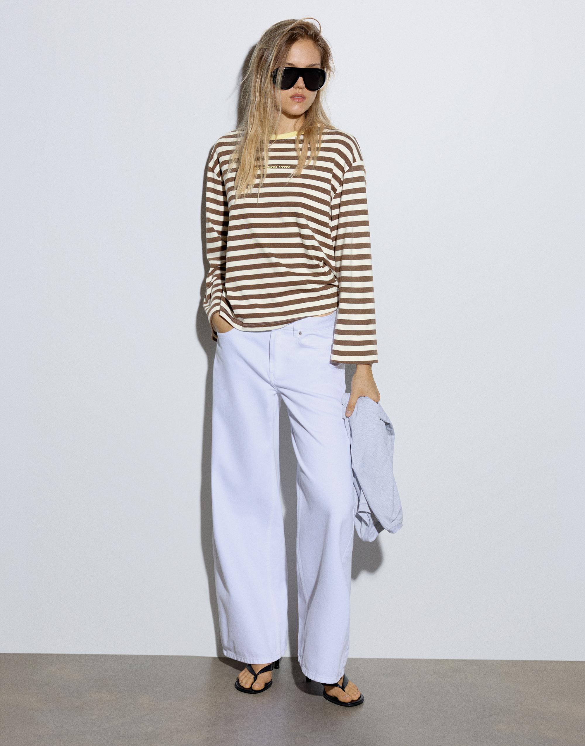Oversize striped T-shirt — Brown