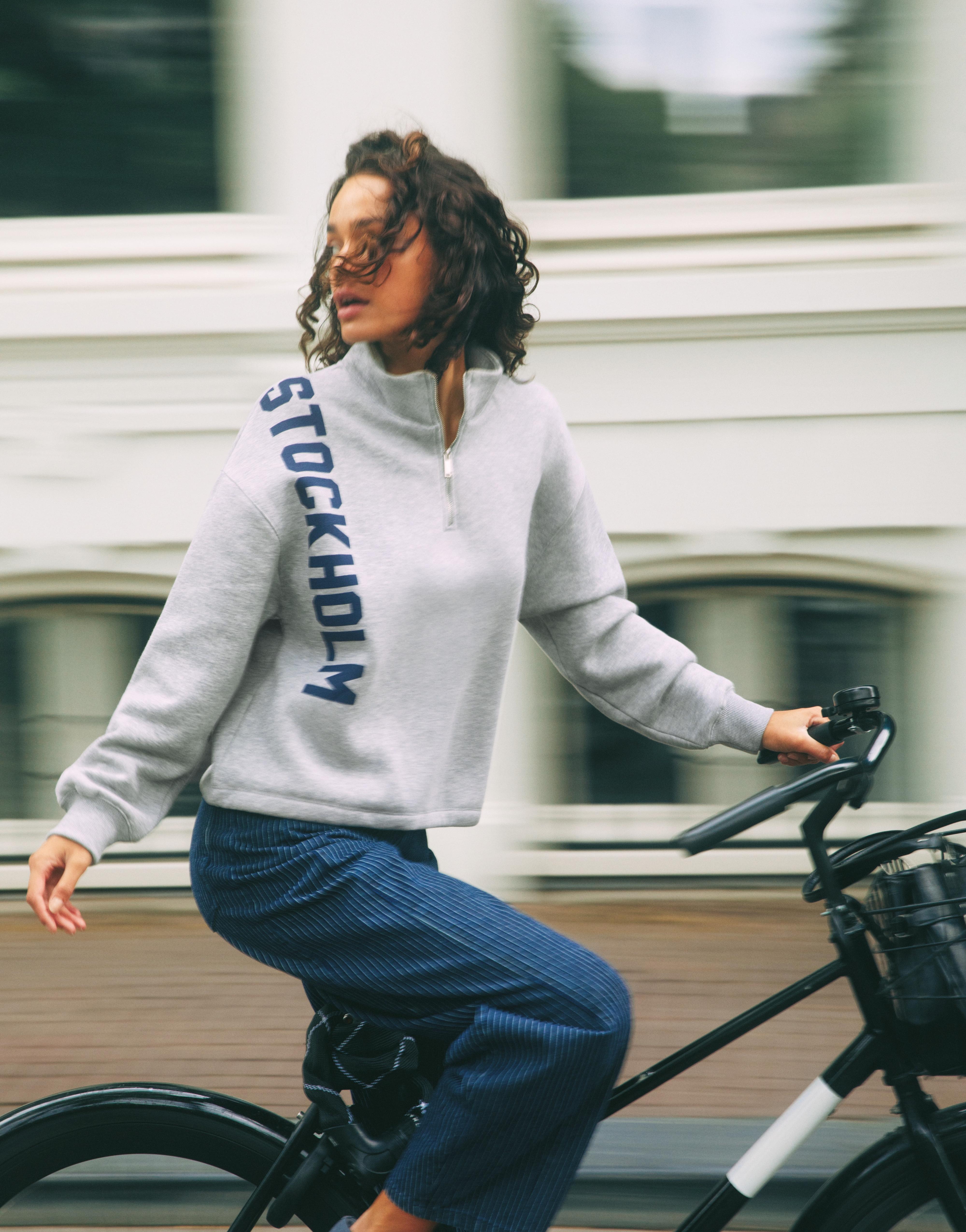 Stockholm quarter-zip sweatshirt — Grey marl