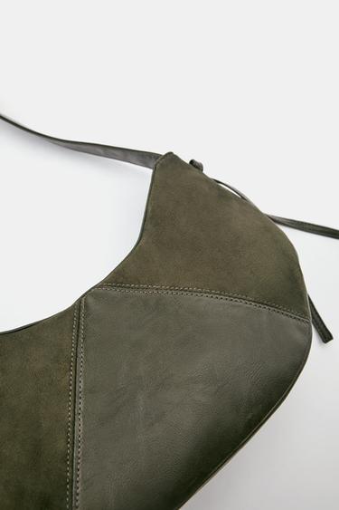 Mixed-material crossbody bag — Khaki 5