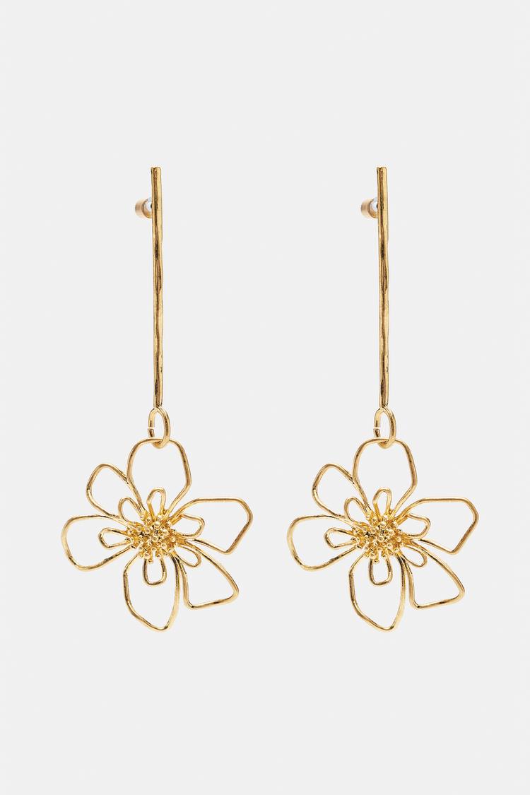 Floral dangle earrings — Gold