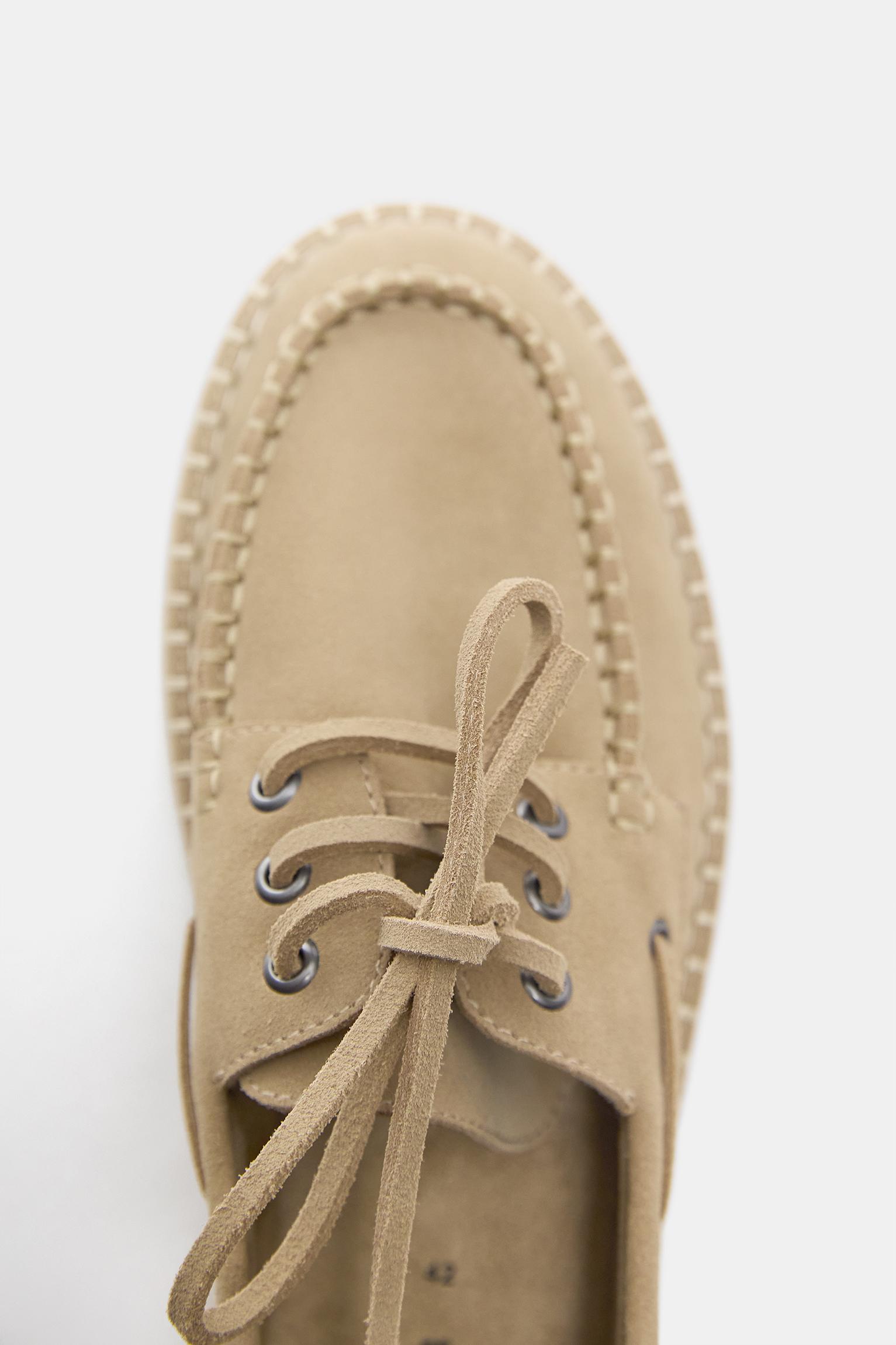 Leather jute boat shoes — Ecru