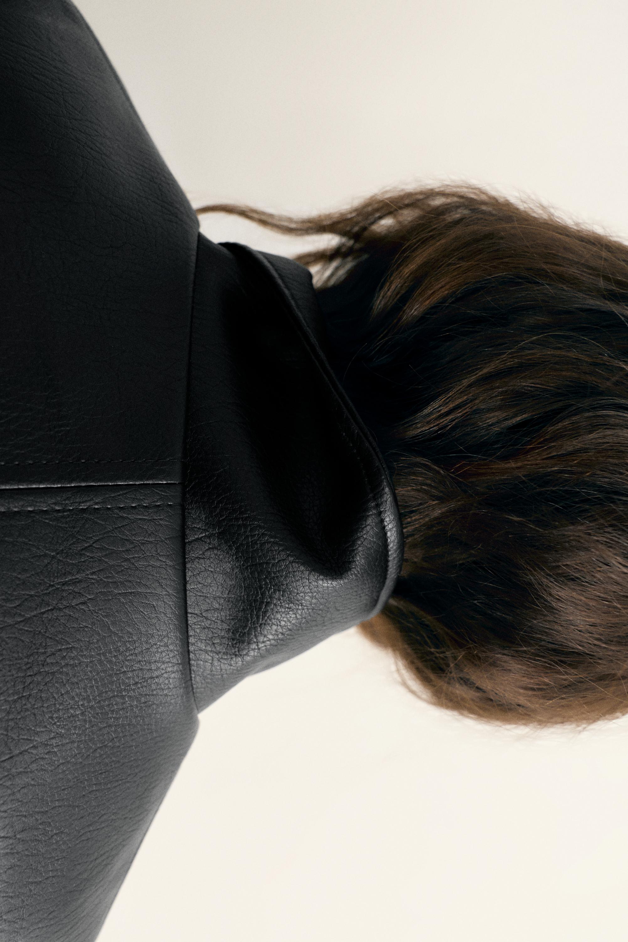 Leather effect balloon jacket — Black
