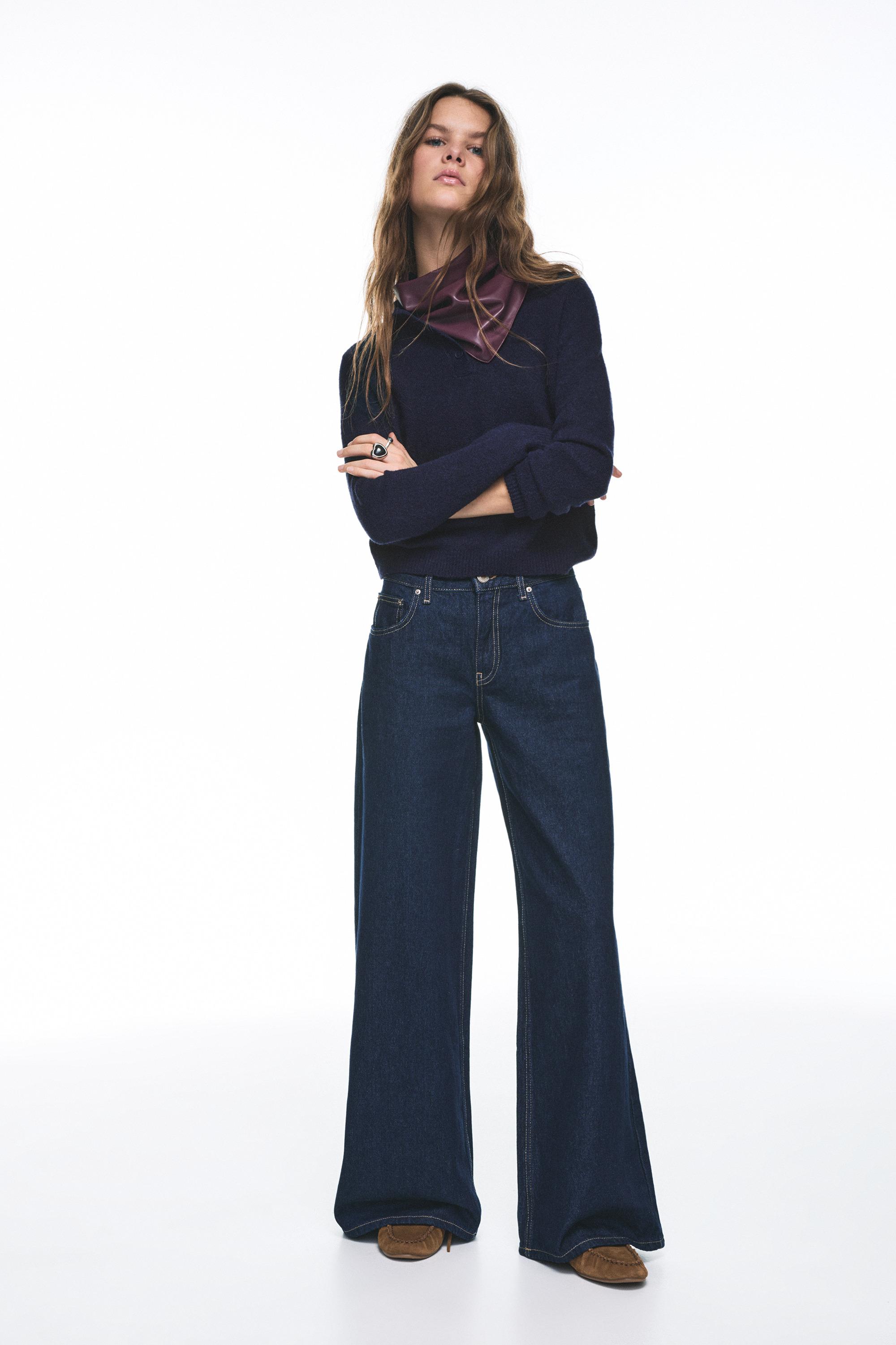 Low-rise wide-leg jeans — Dark blue