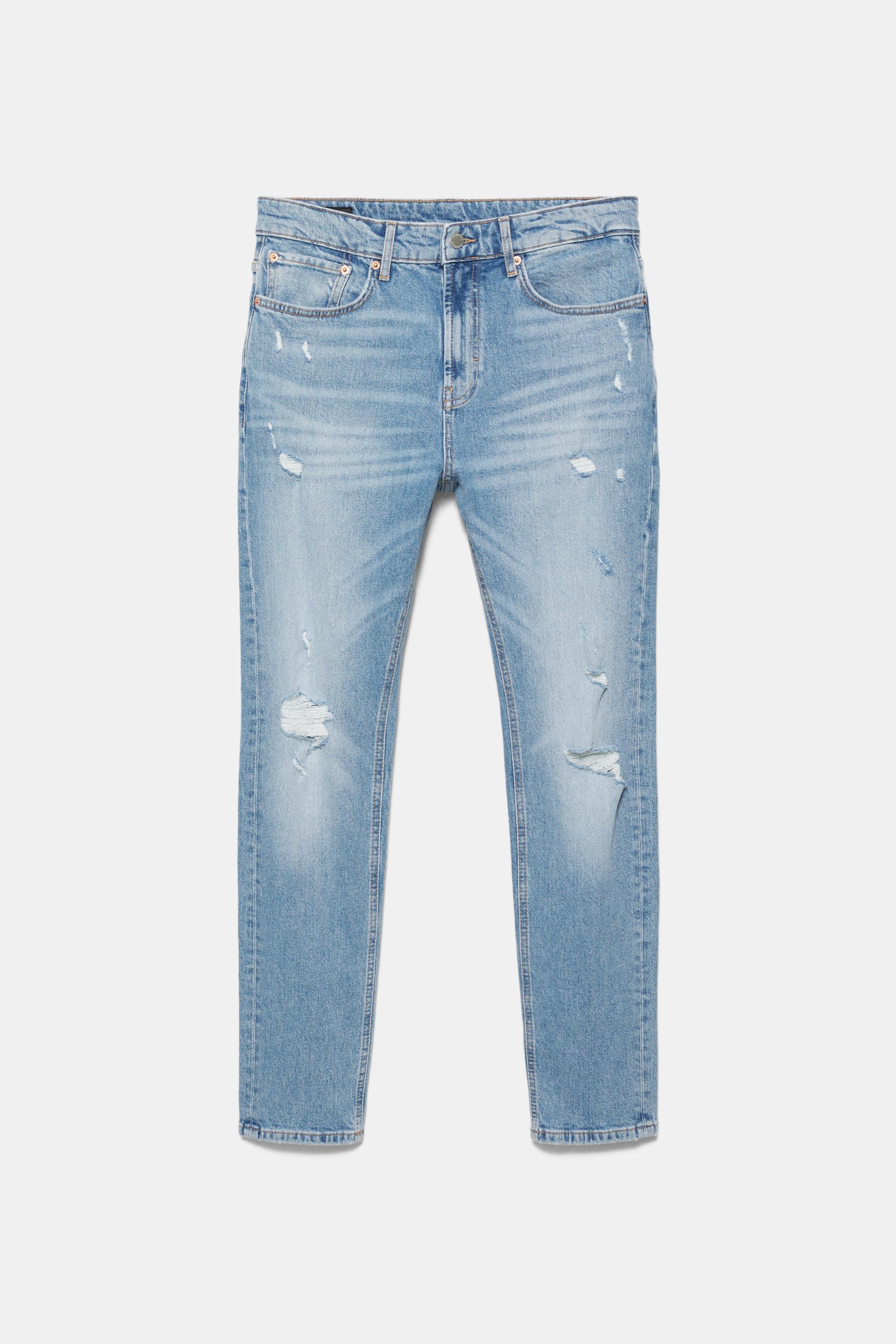 Ripped slim fit jeans — Medium blue