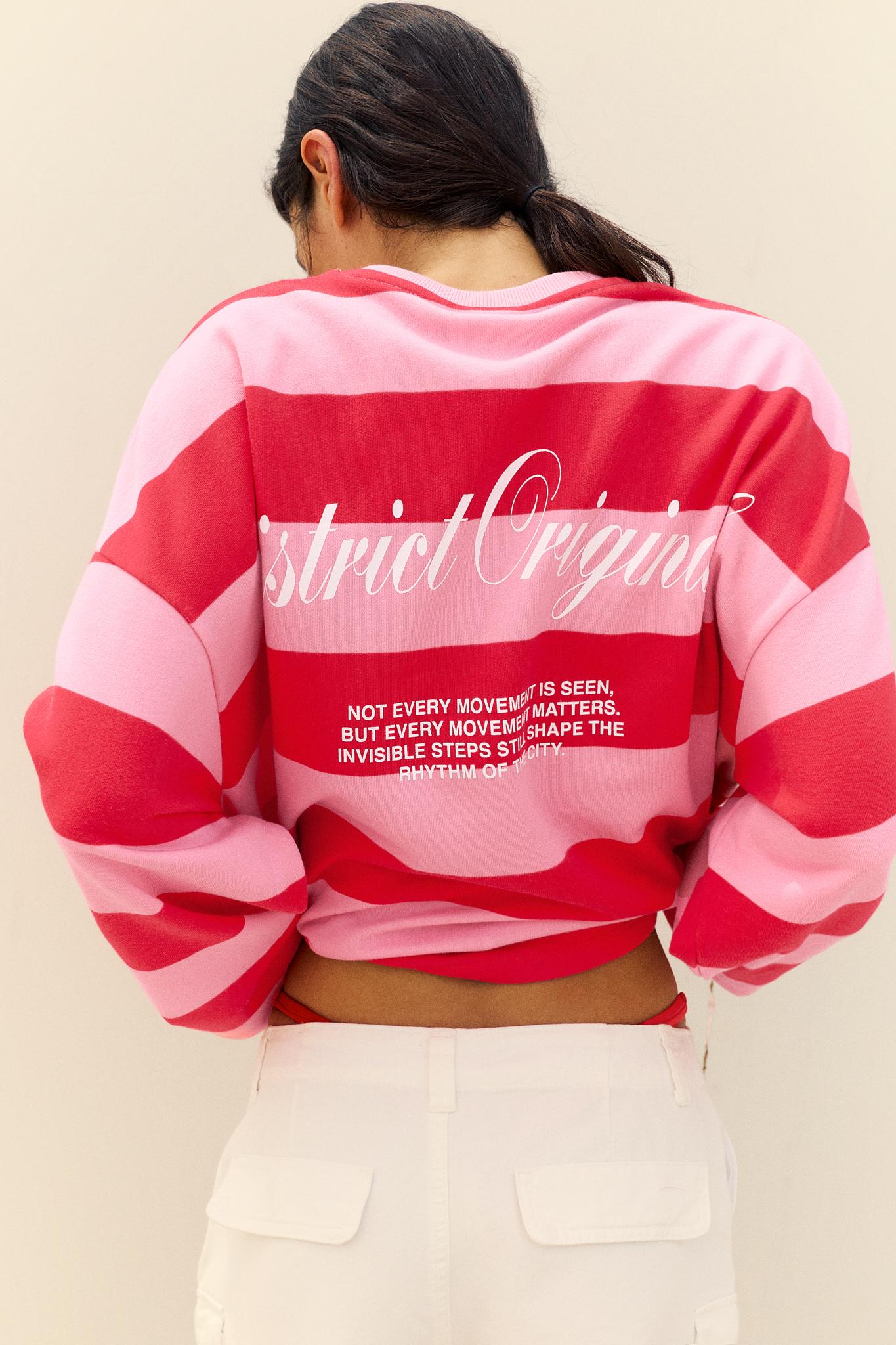 Oversize striped sweatshirt — Red