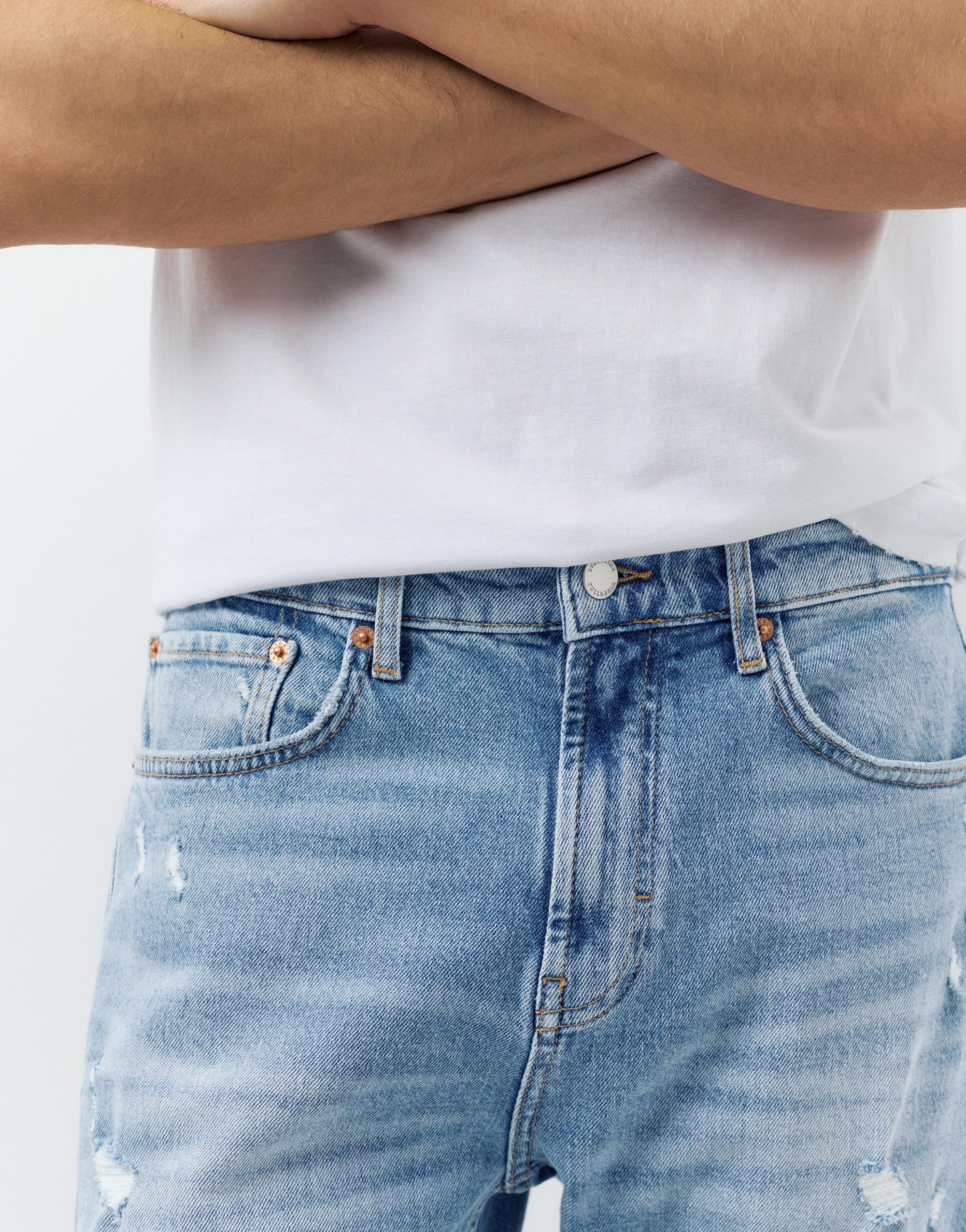 Ripped slim fit jeans — Medium blue