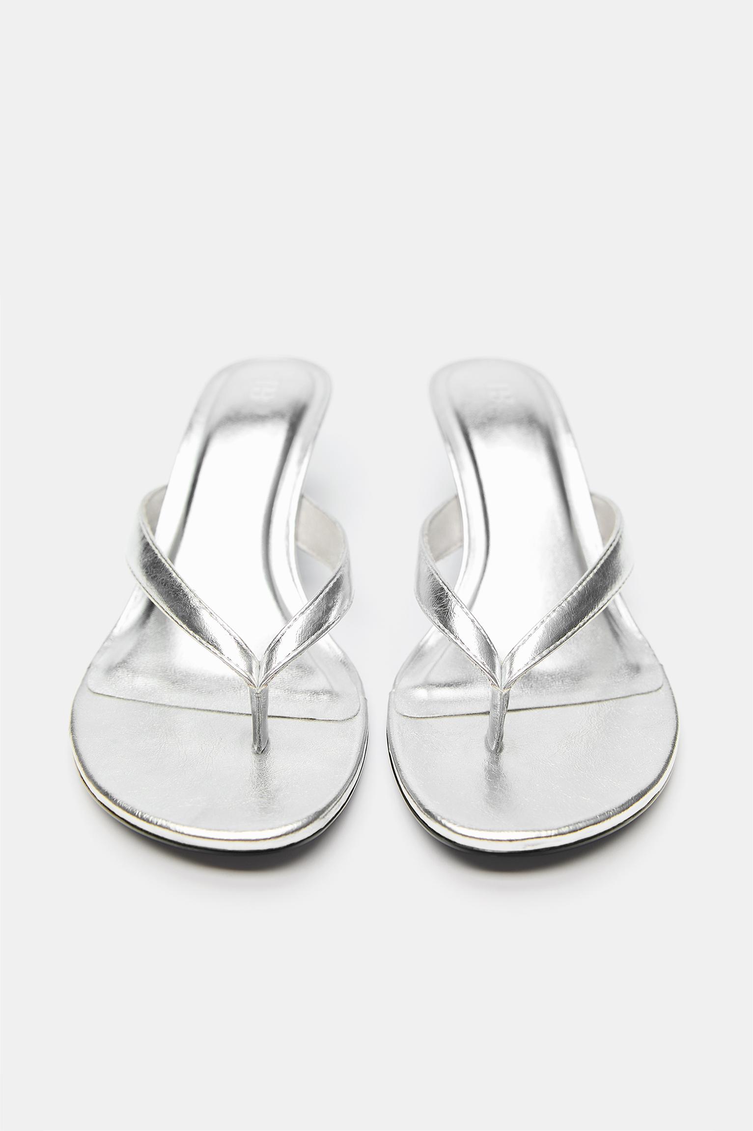 Metalik topuklu sandalet - Görsel 4