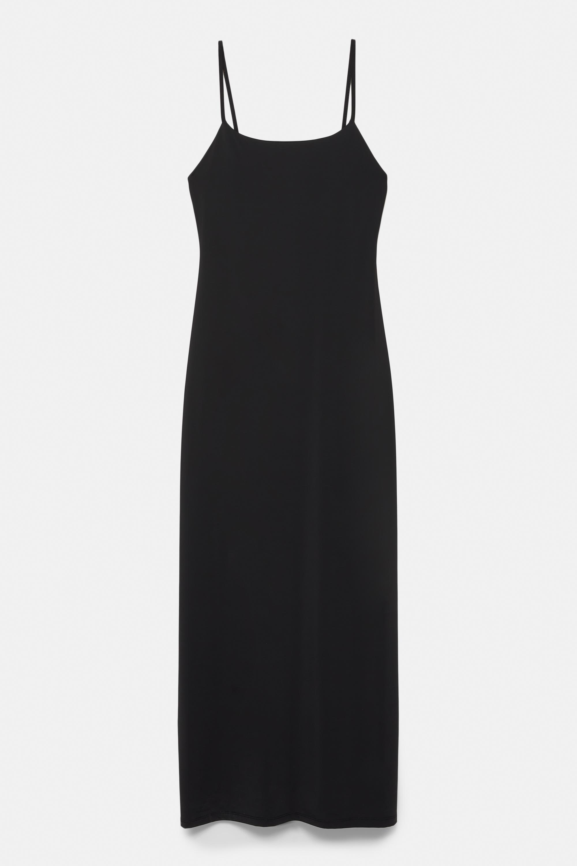 Polyamide strappy midi dress — Black