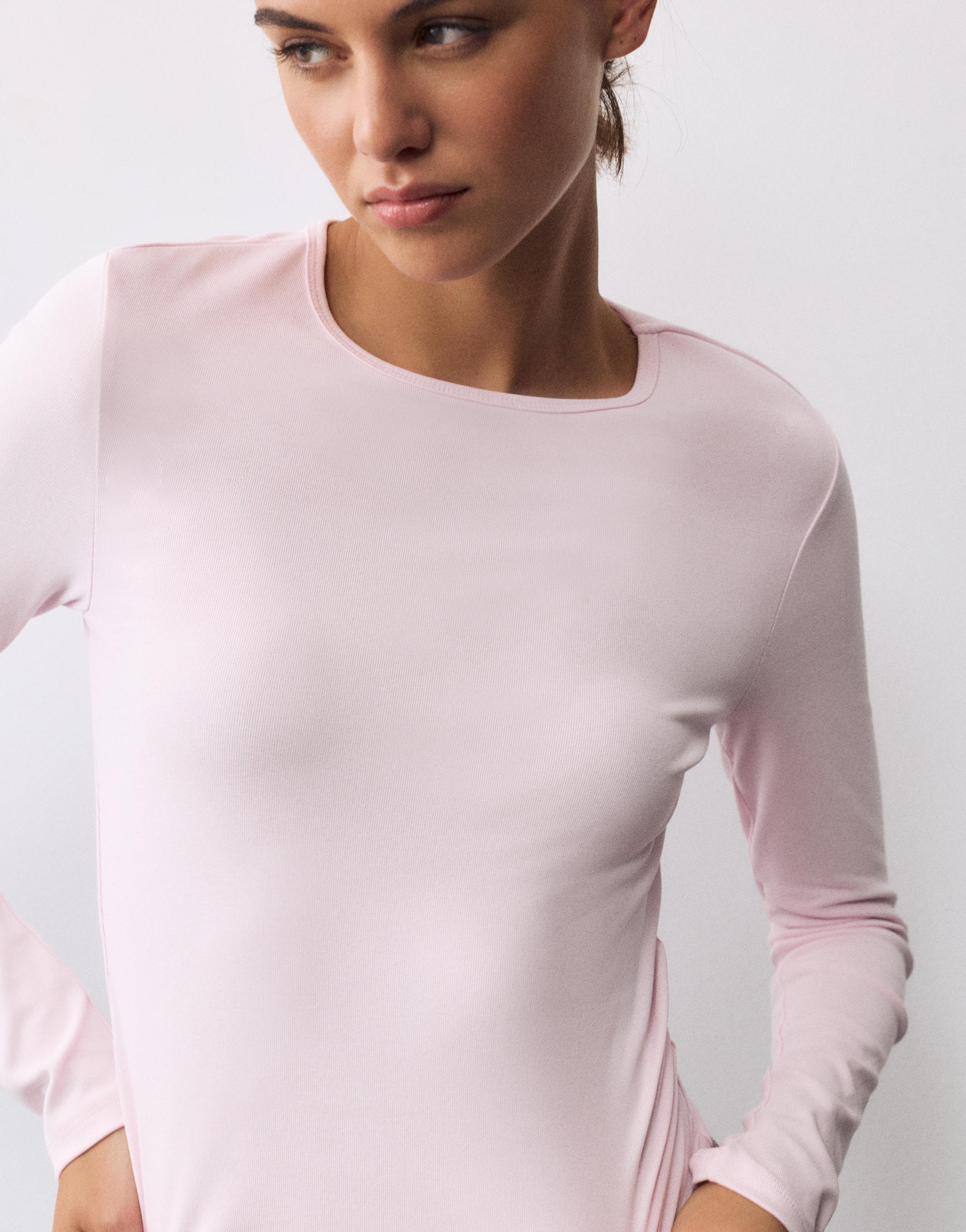 Fitted long sleeve T-shirt — Pink