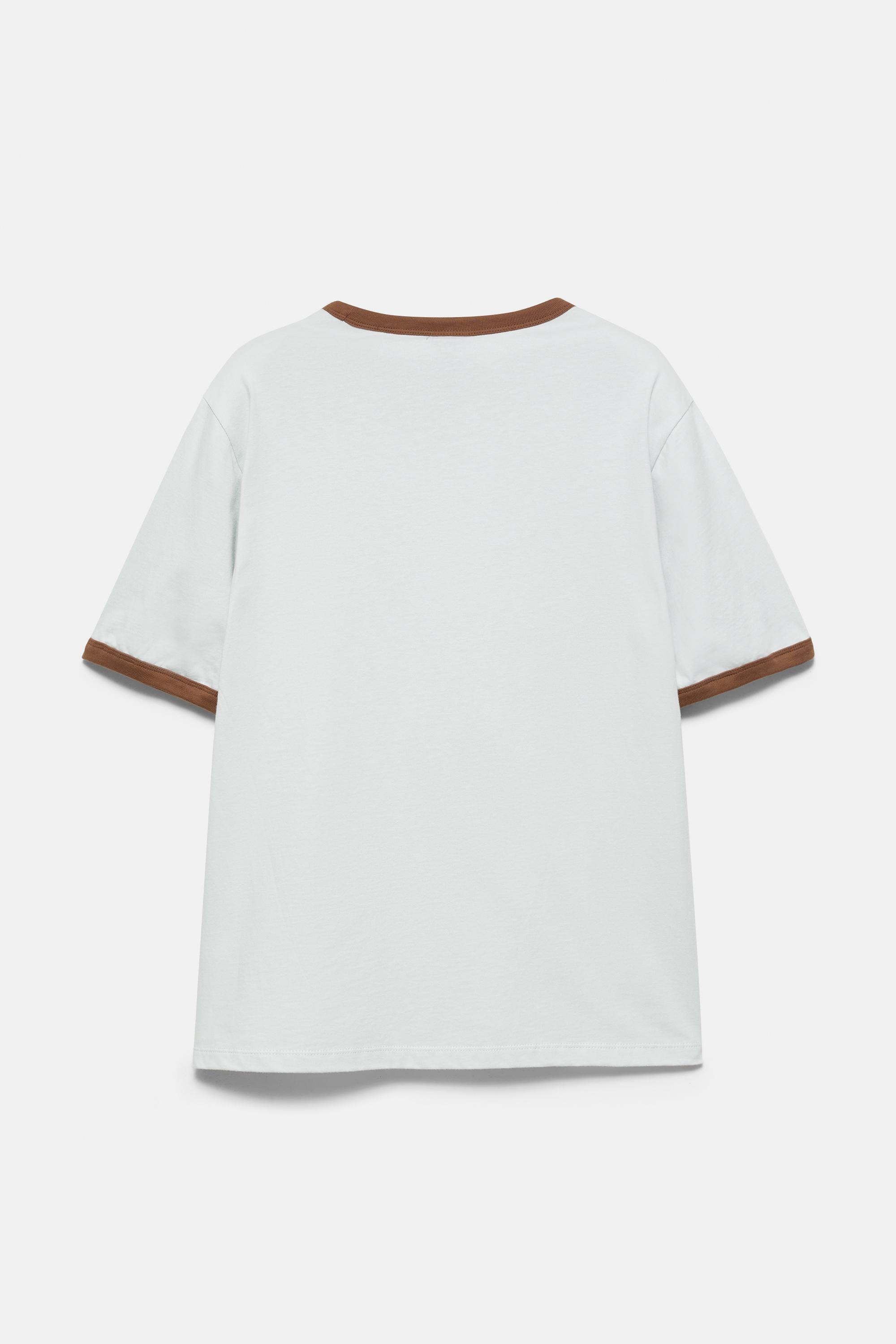 Contrast trim T-shirt — Sky blue