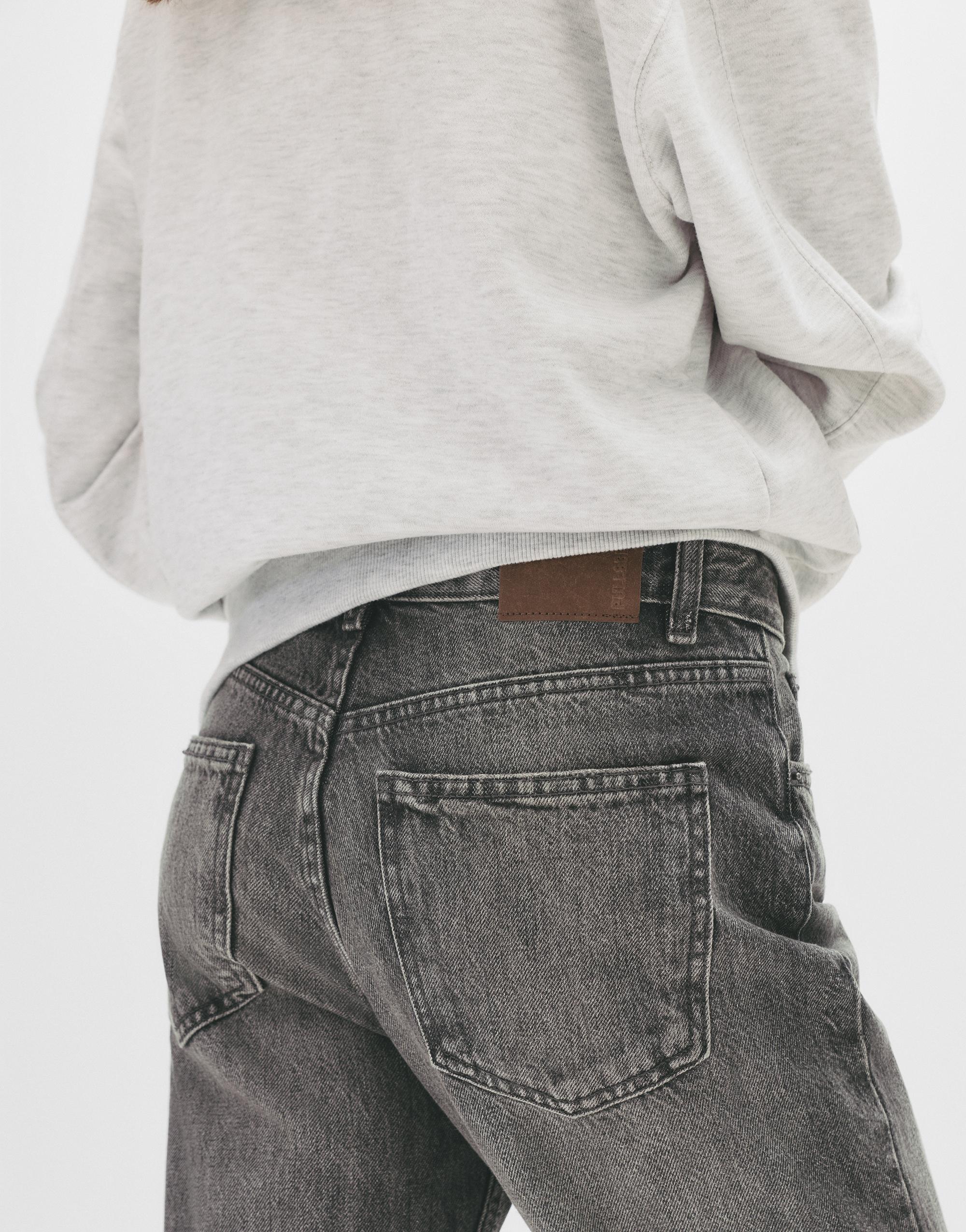 Mid-waist straight-leg jeans — Anthracite grey
