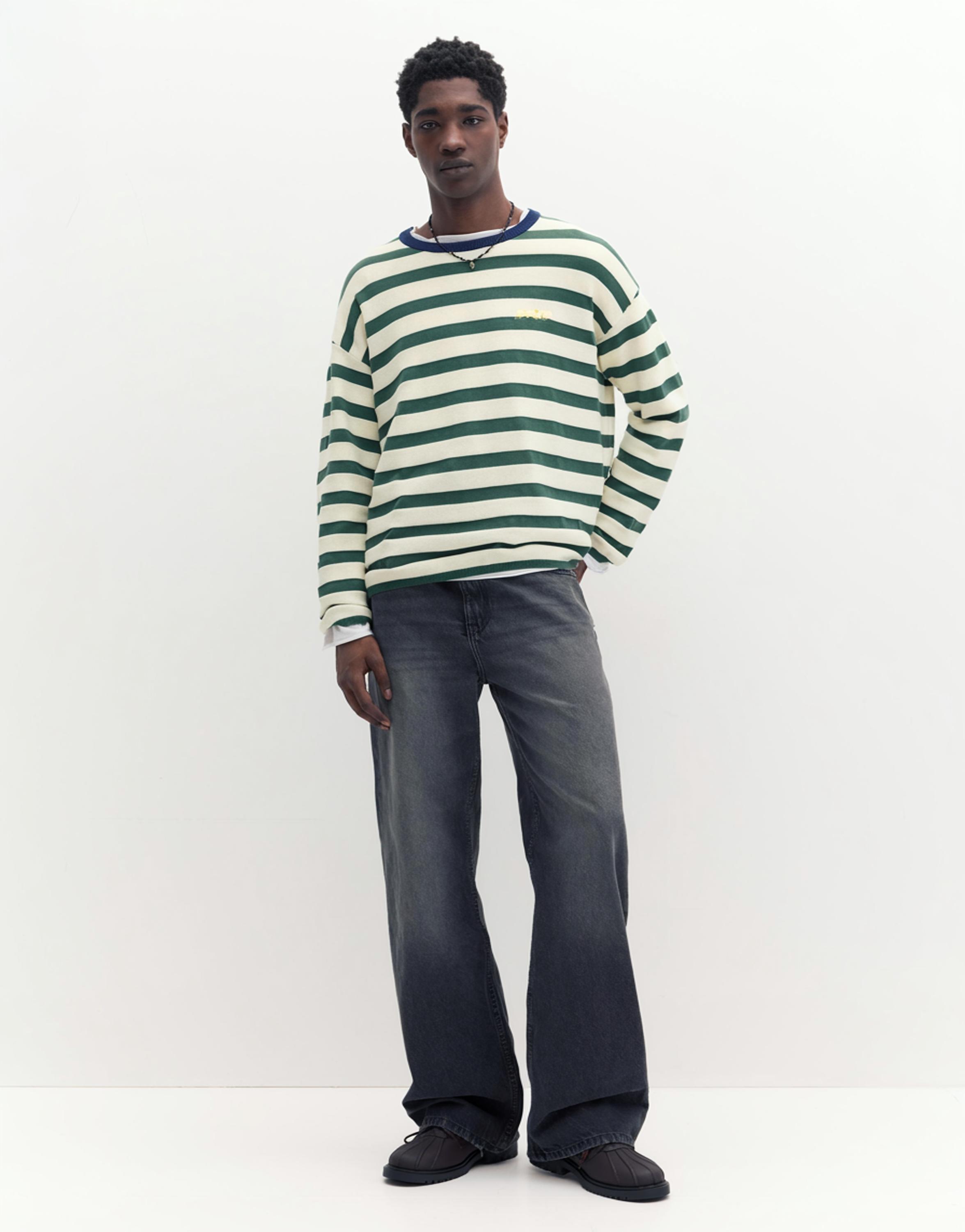 Çizgili örgü tişört - Görsel 14