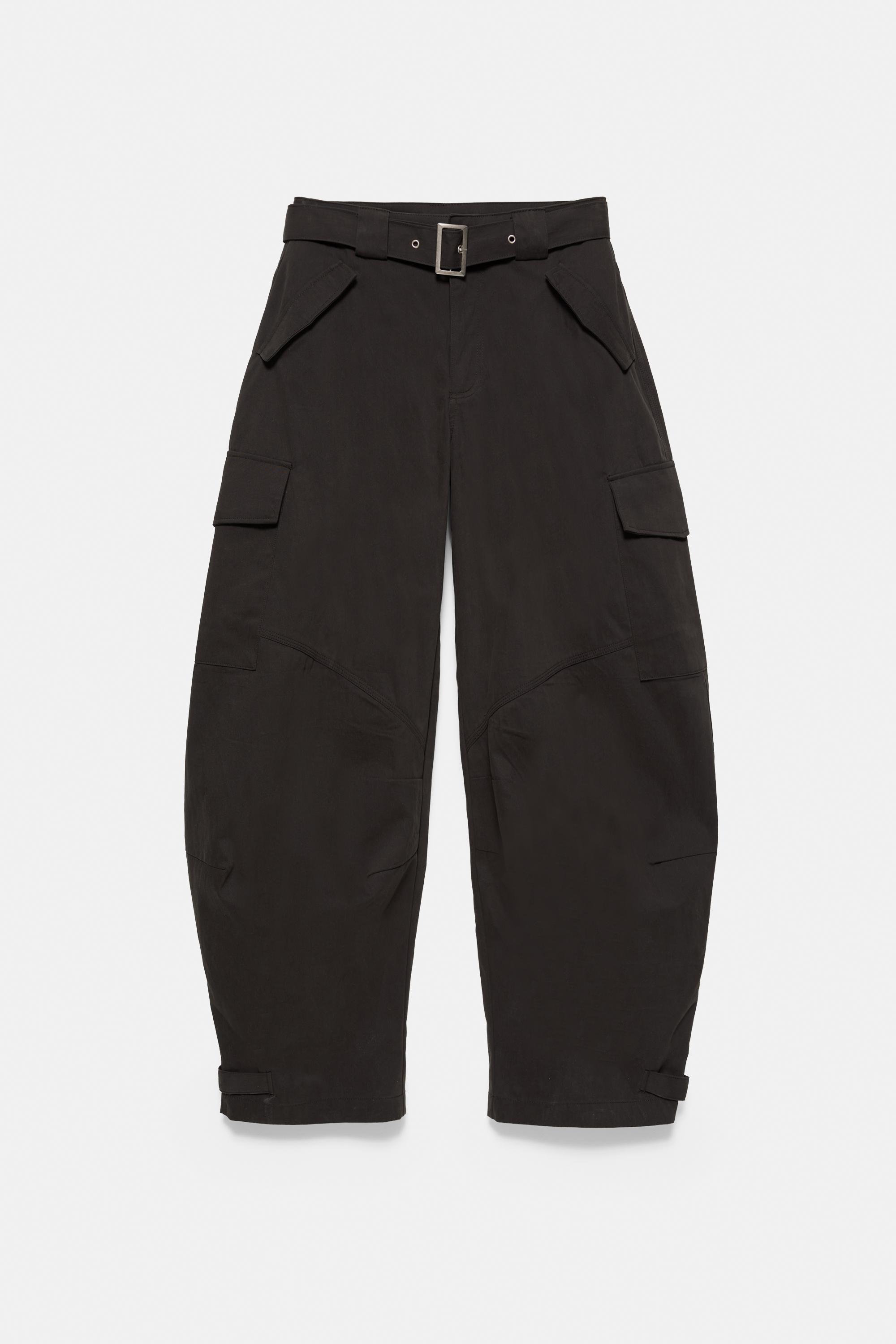 Belted cargo trousers — Faded black