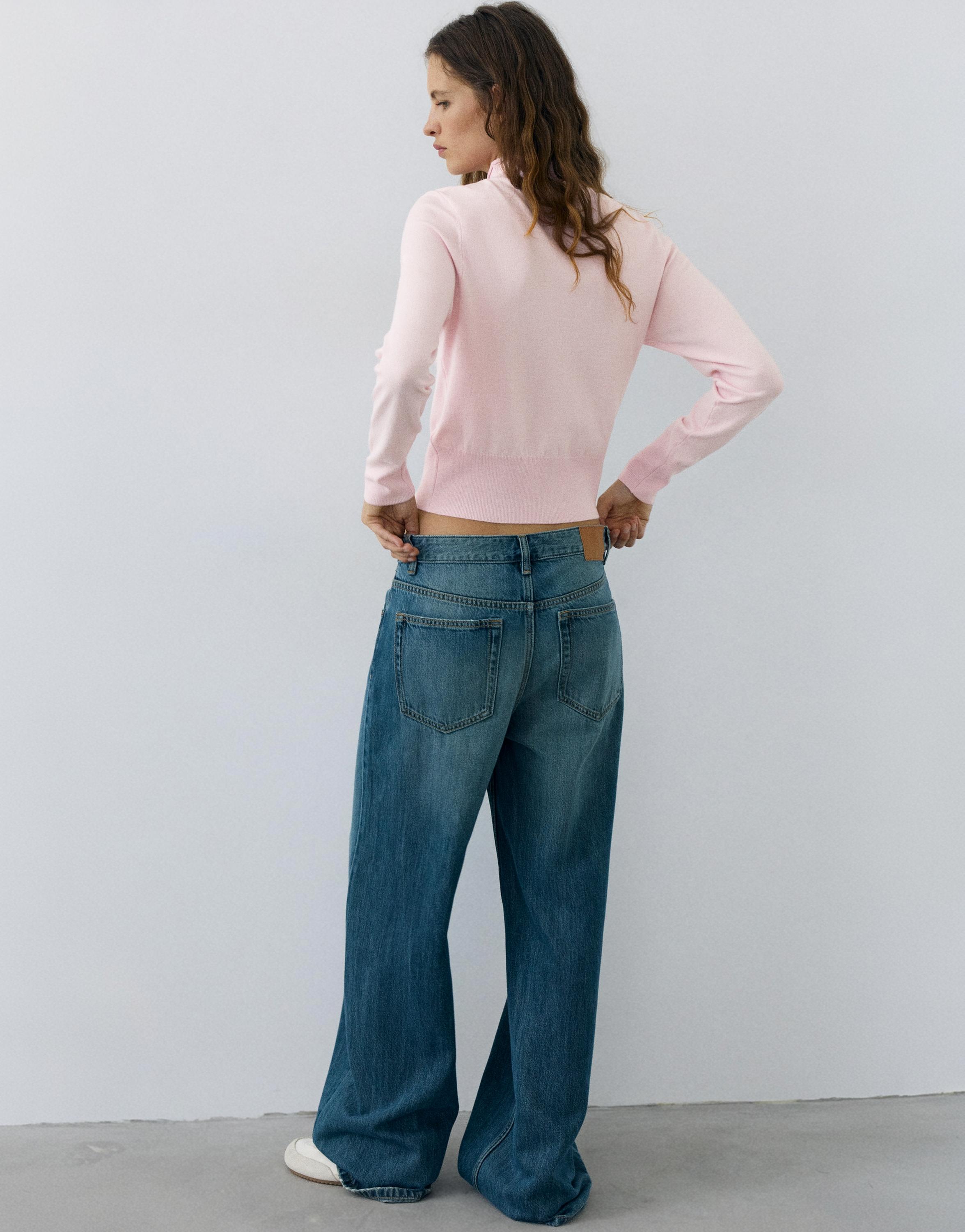 High-neck cardigan — Dusty pink