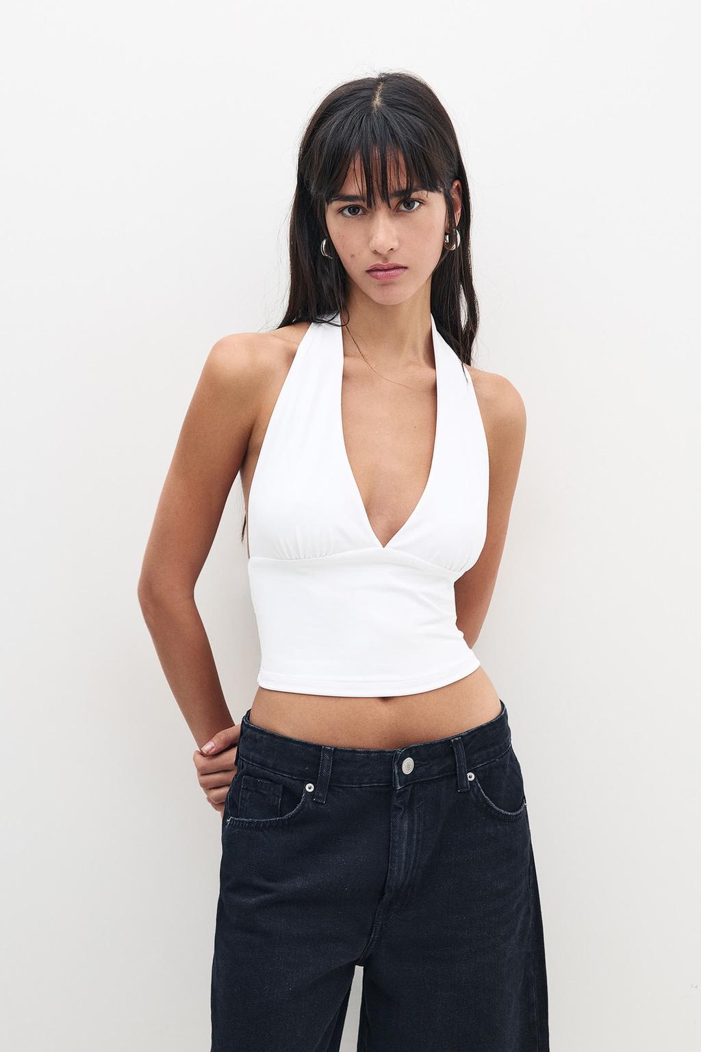 Top à encolure américaine dos nu pull&bear