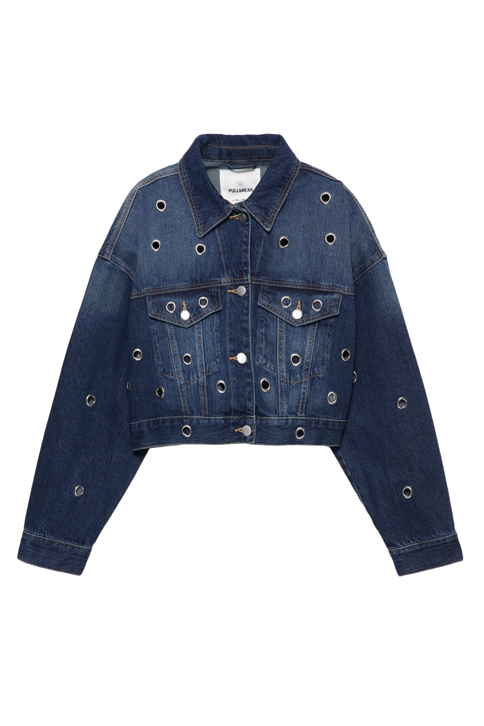 Delikli denim ceket - Görsel 5