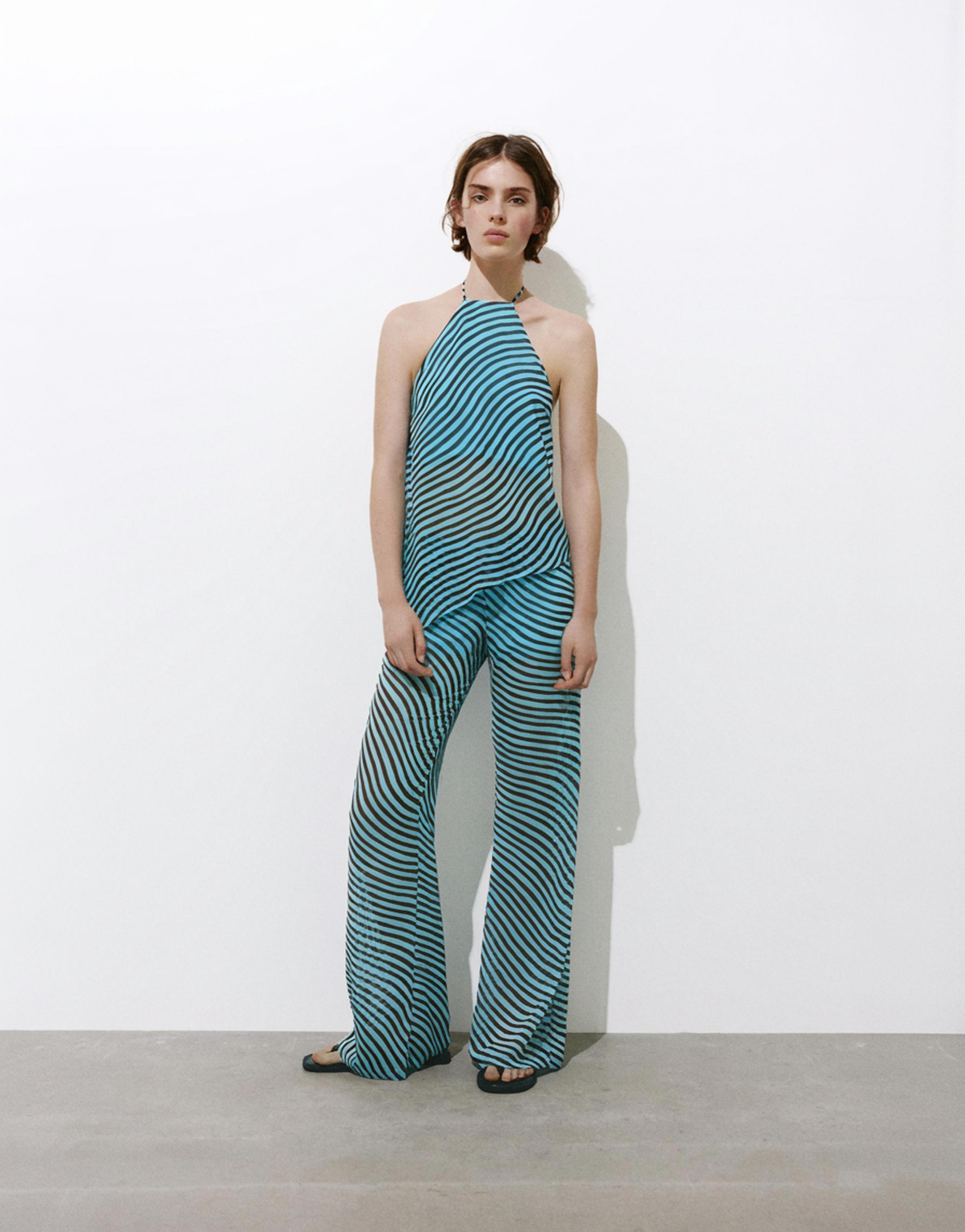 Wavy flowing trousers — Brown/Blue