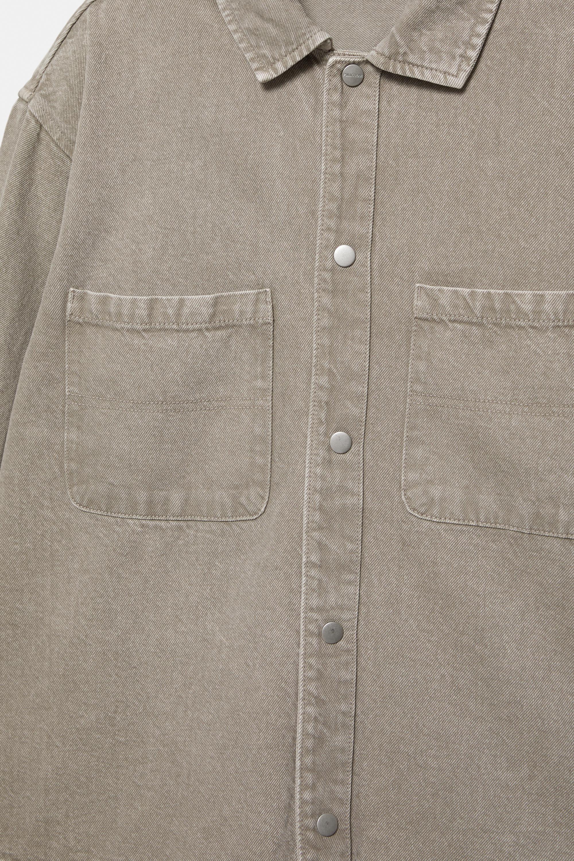 Soluk görünümlü jean gömlek - Görsel 7