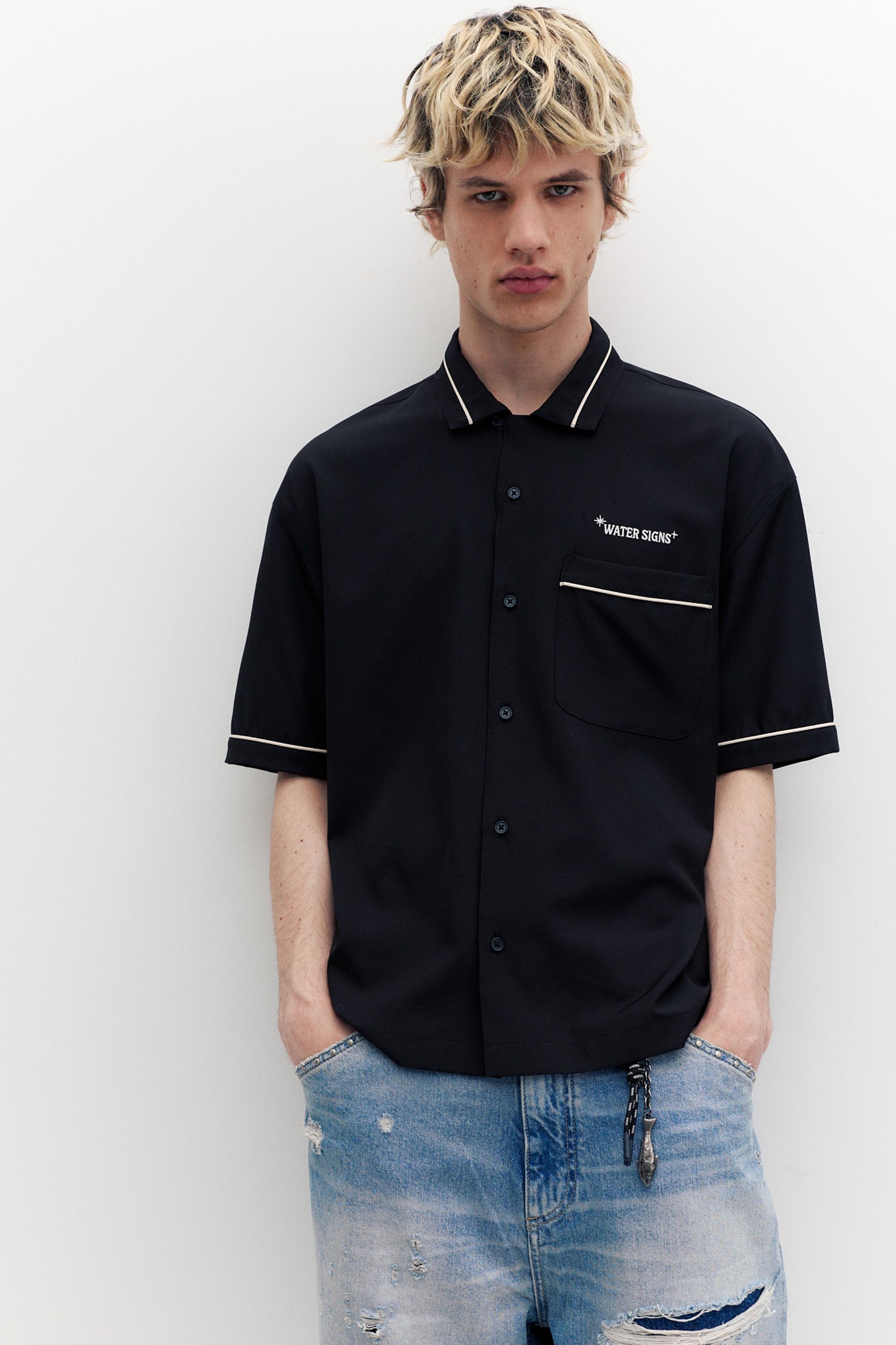 Kısa kollu nakışlı gömlek - Görsel 9