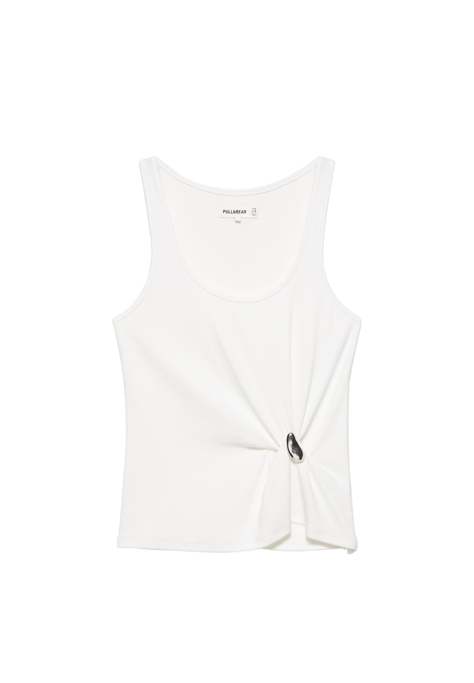 Metal appliqué tank top — White