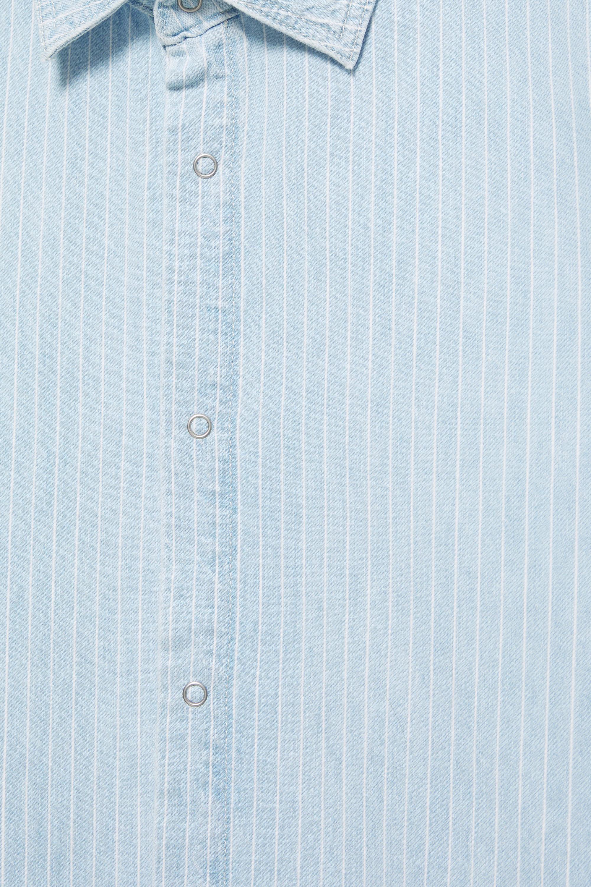 Denim striped short sleeve shirt — Pale indigo