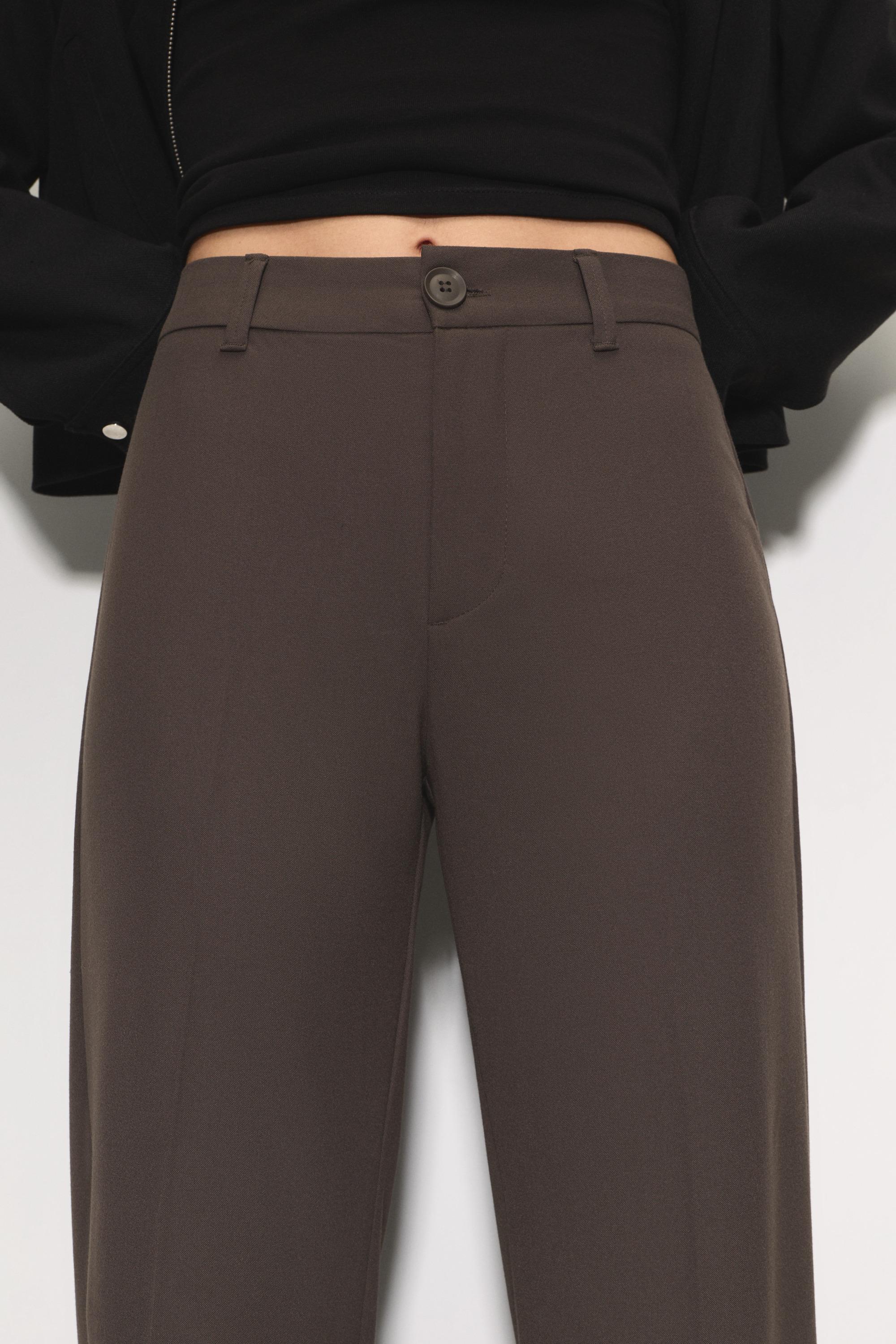 Smart high-waist straight-leg trousers — Dark brown