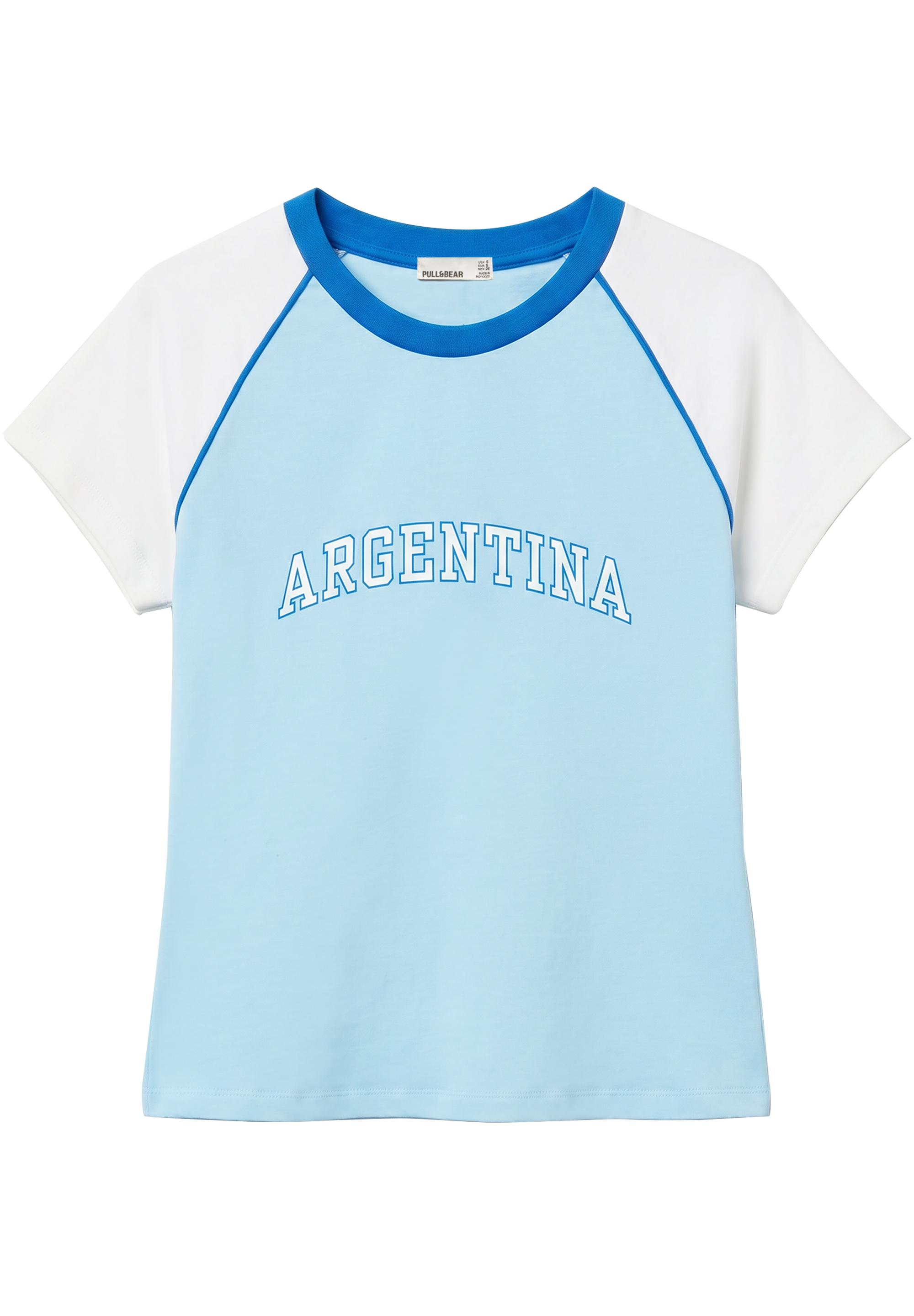 Argentina graphic slim fit T-shirt — Pale blue
