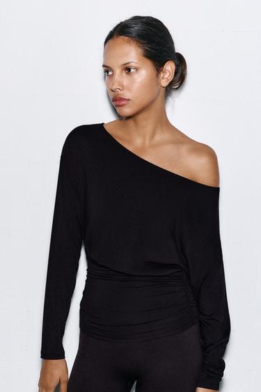 Asymmetric top with waistband — Black 4