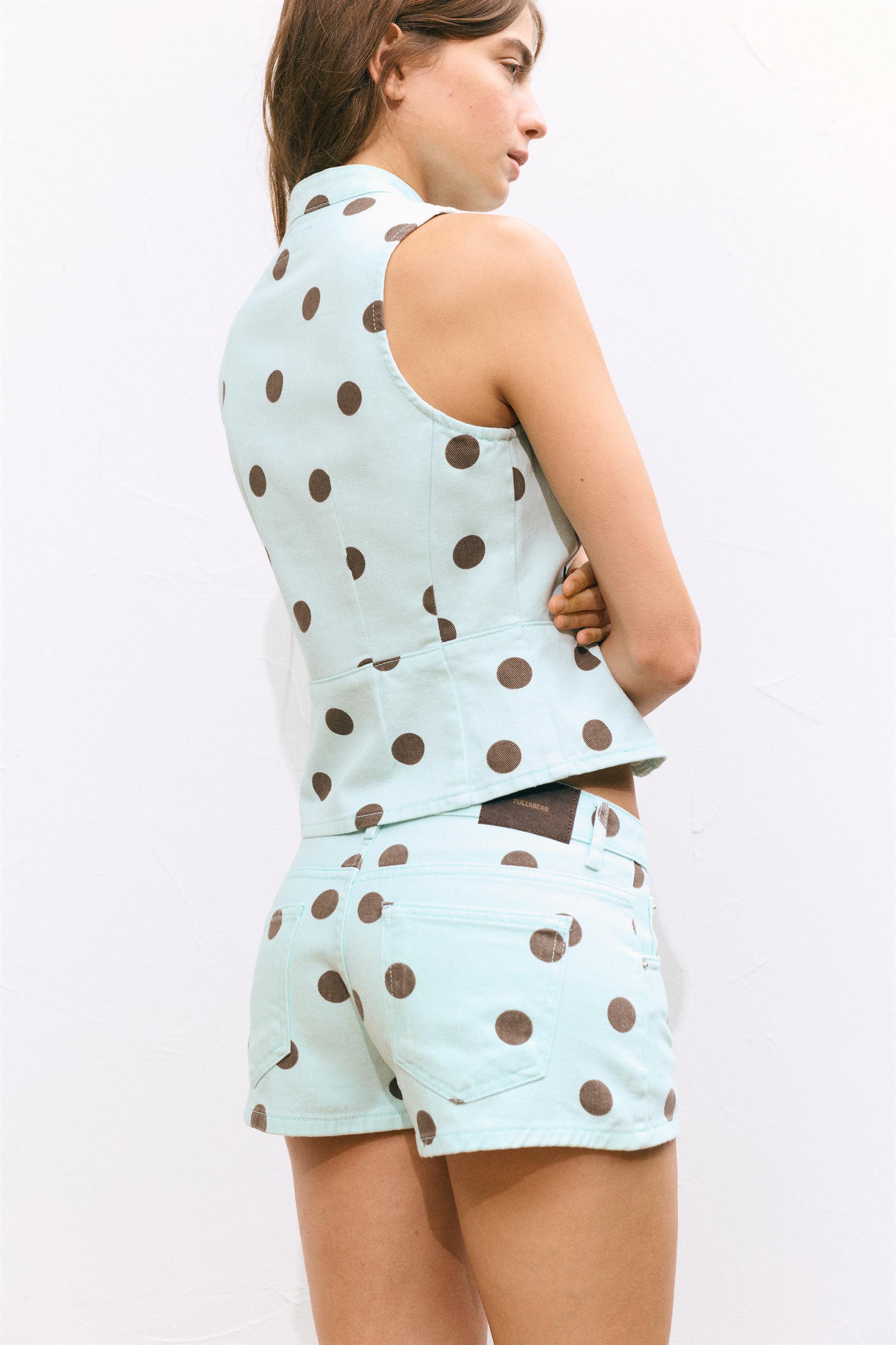Polka dot cut-out top — Turquoise