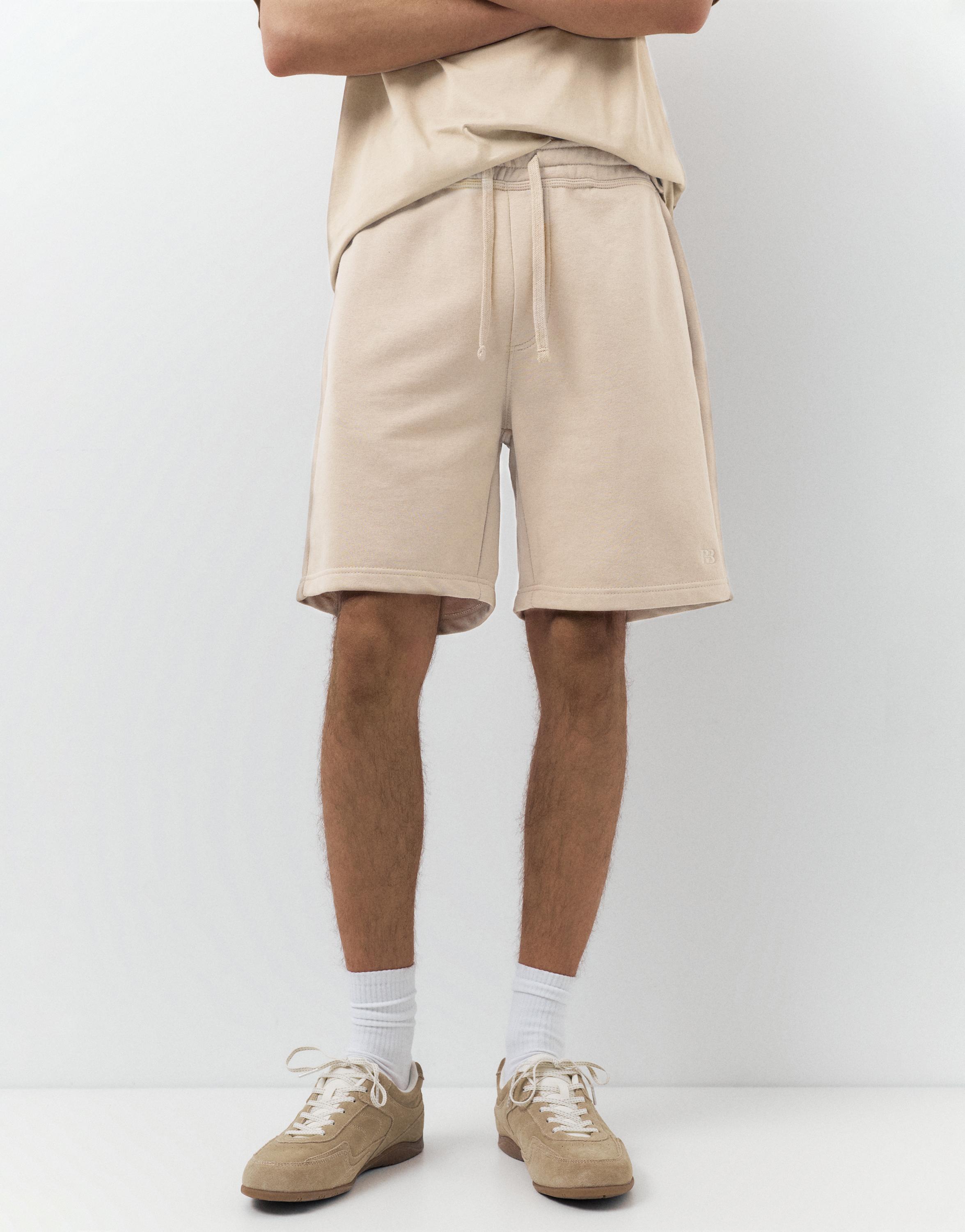 Pack of Bermuda jogger shorts and T-shirt — Sand