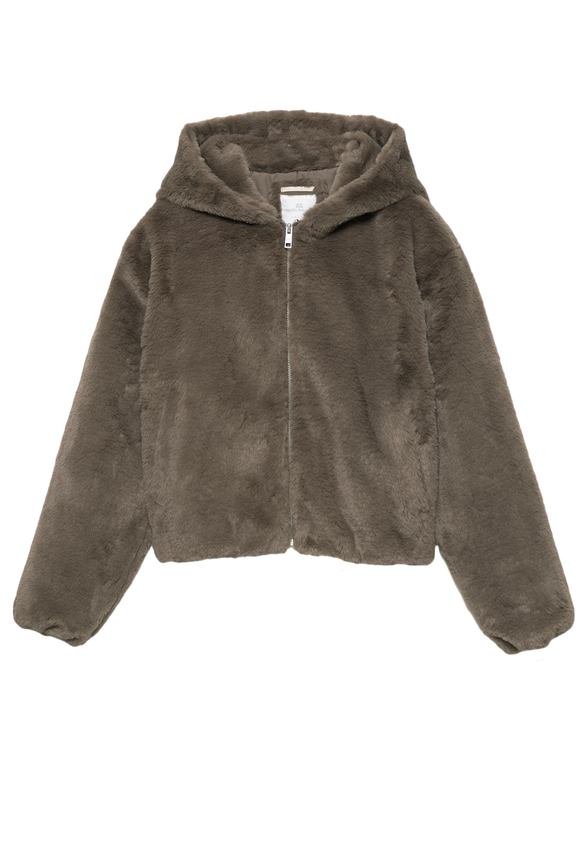 Kapüşonlu suni kürk ceket - Görsel 4