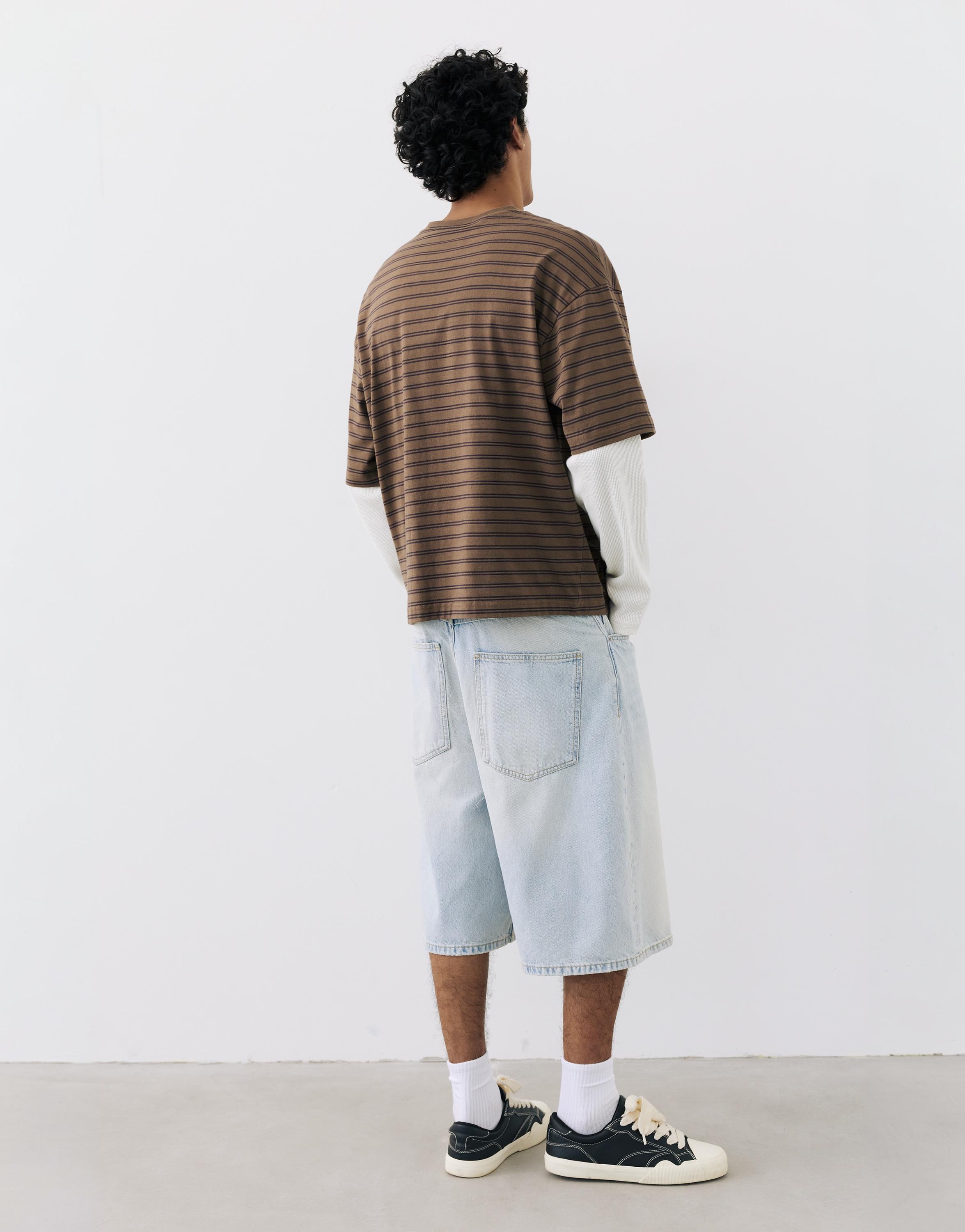 Double-layer long sleeve T-shirt — Striped
