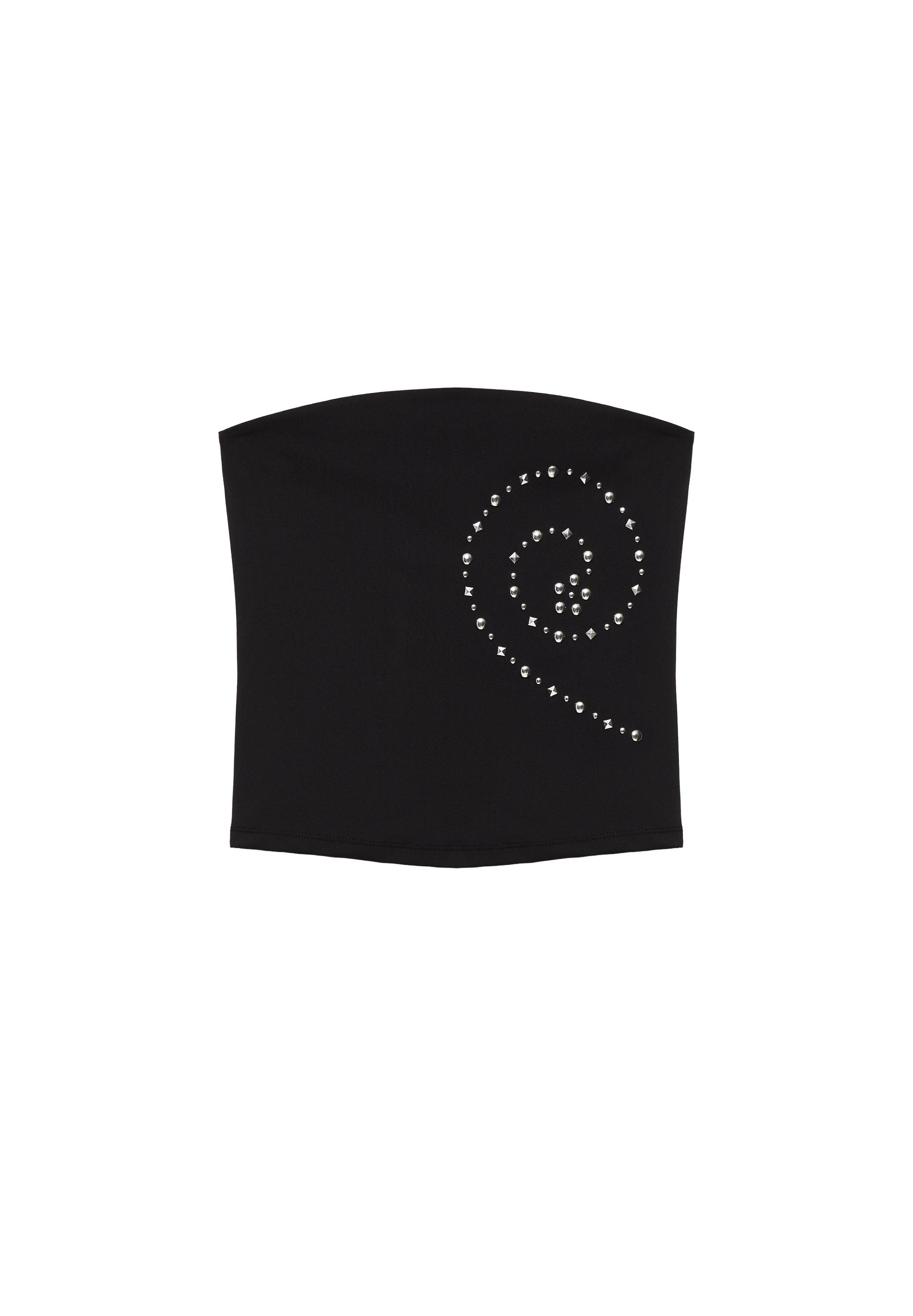 Studded bandeau top — Black