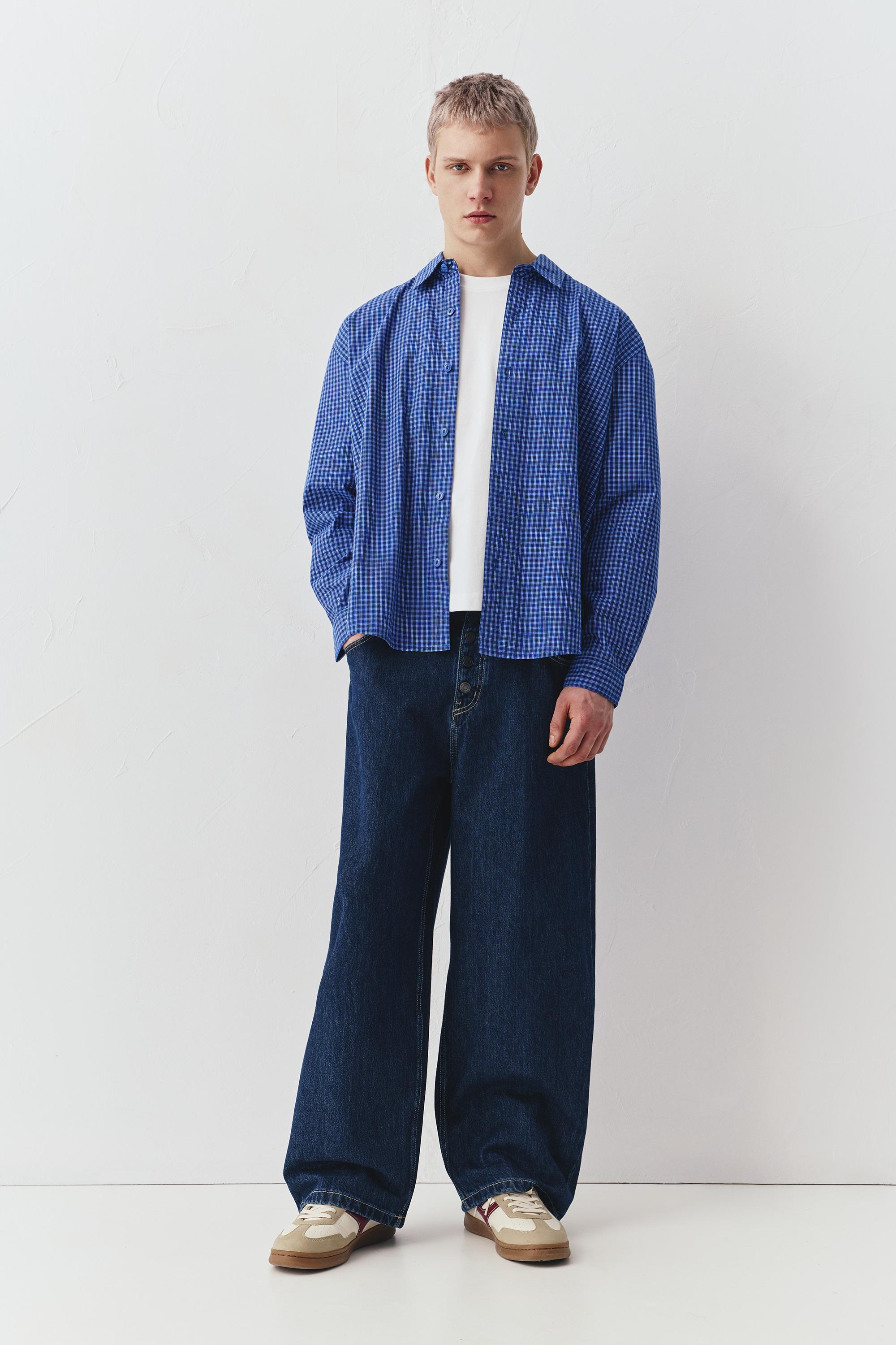 Long sleeve check shirt — Blue