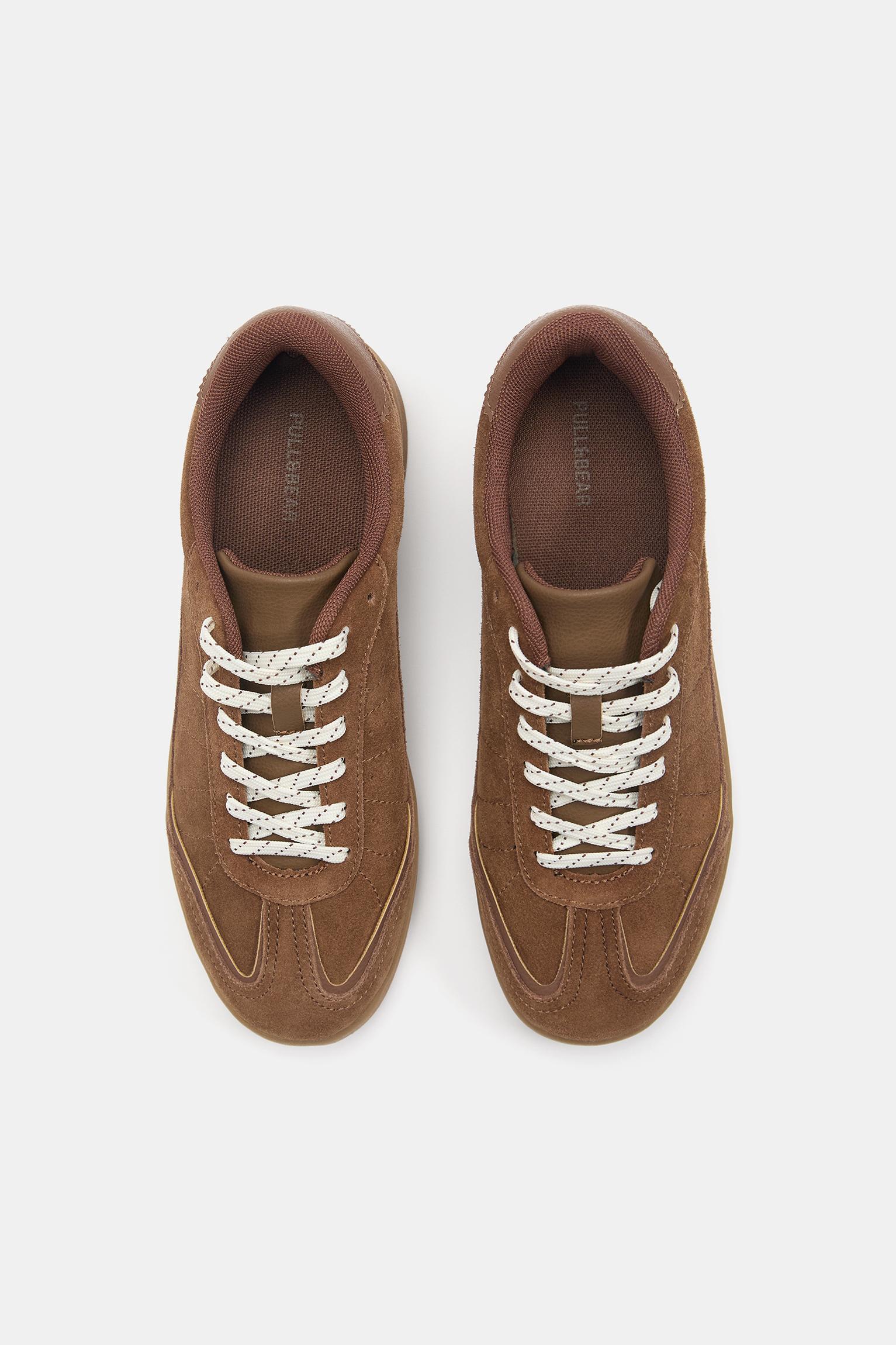 Split leather sneakers — Brown