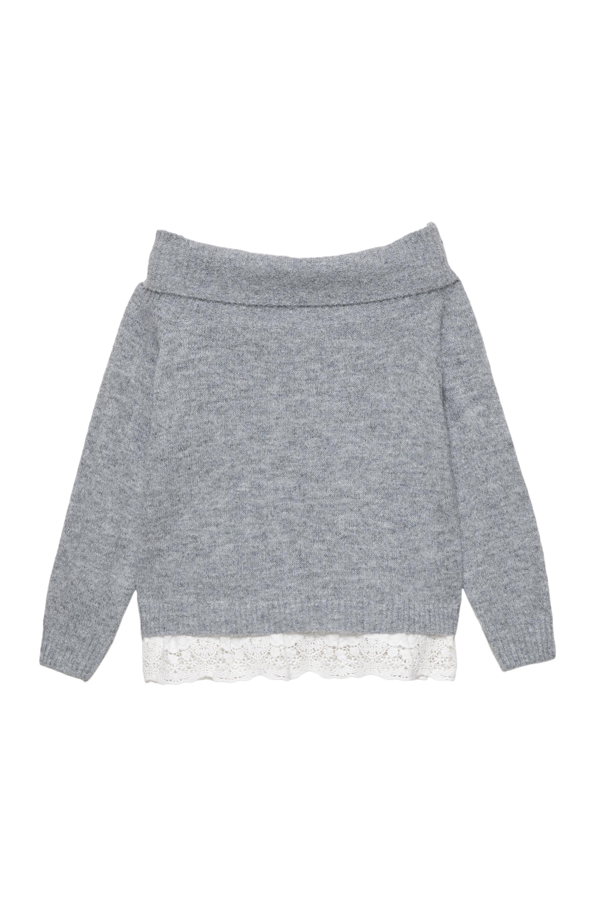 Bardot jumper with combined lace