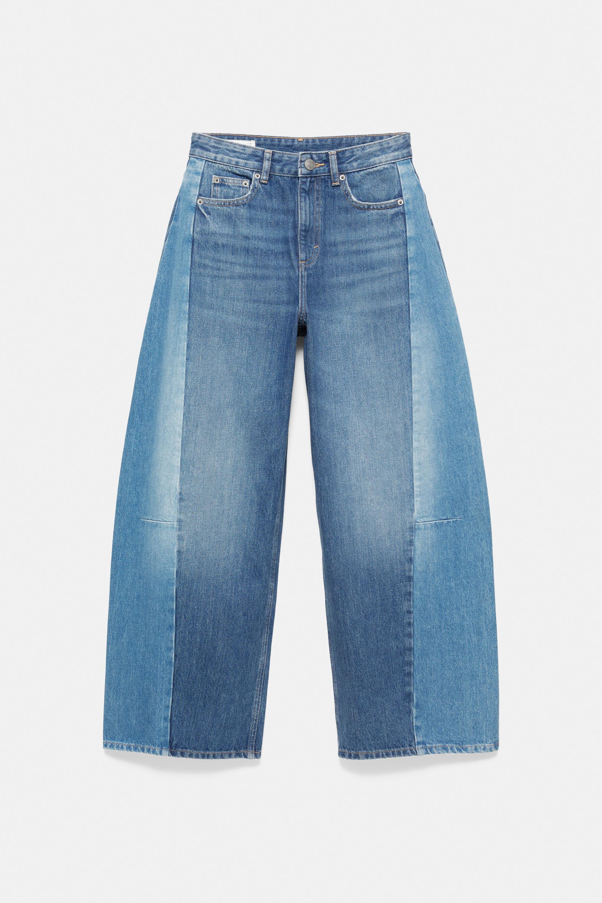 Patchwork barrel jeans — Medium blue