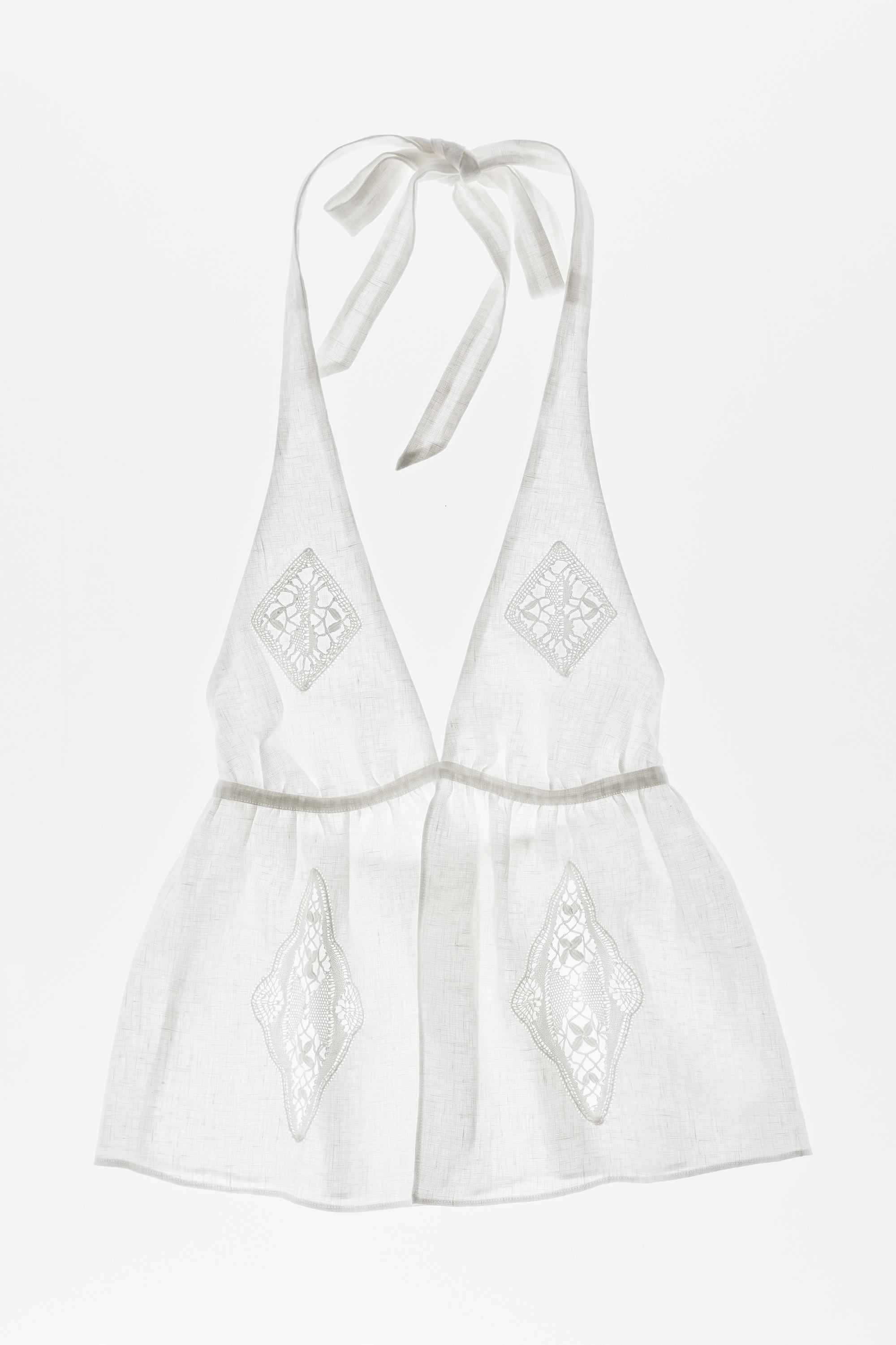 Encaixe de Camariñas x Pull&Bear 100% linen halter top — Off white