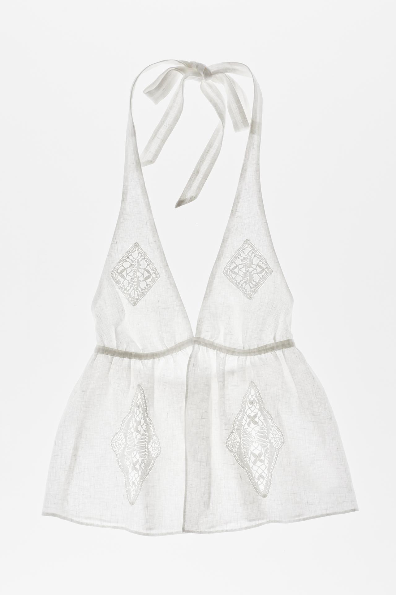 Encaixe de Camariñas x Pull&Bear 100% linen halter top — Off white