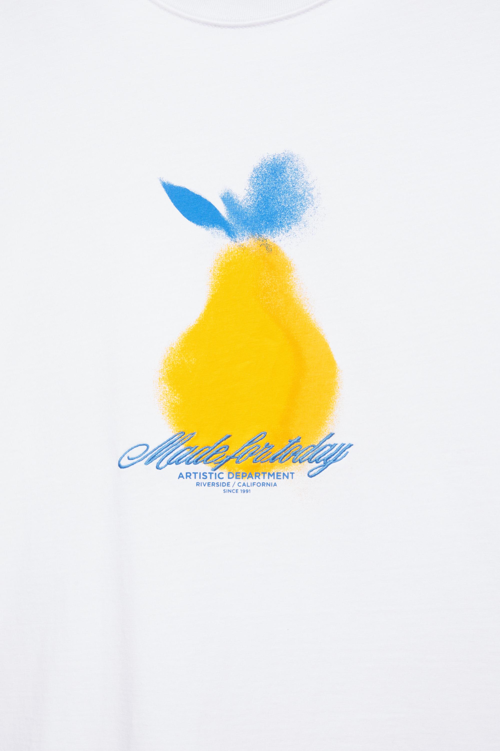 Lemon and embroidered slogan T-shirt — White