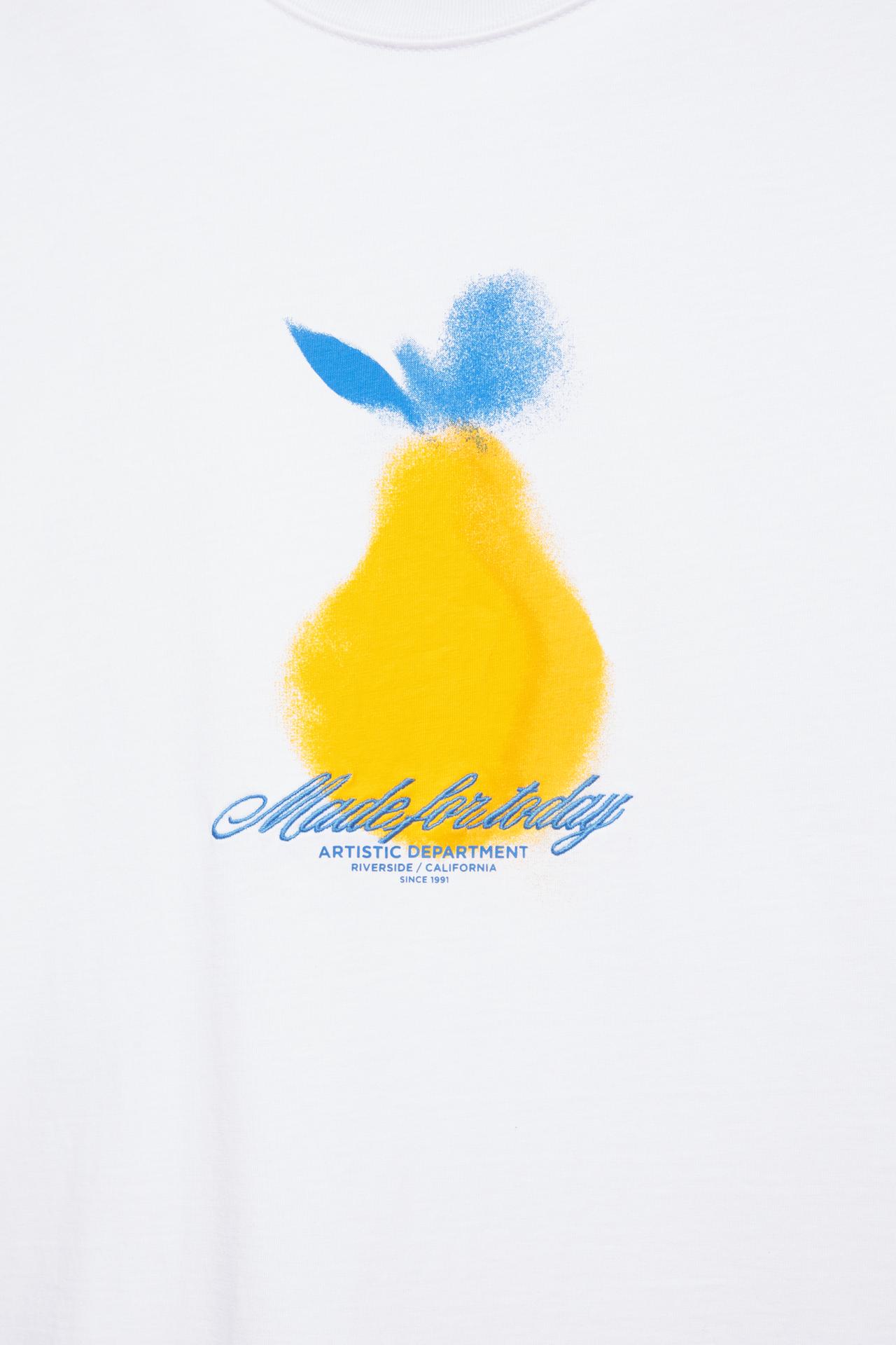 Lemon and embroidered slogan T-shirt — White