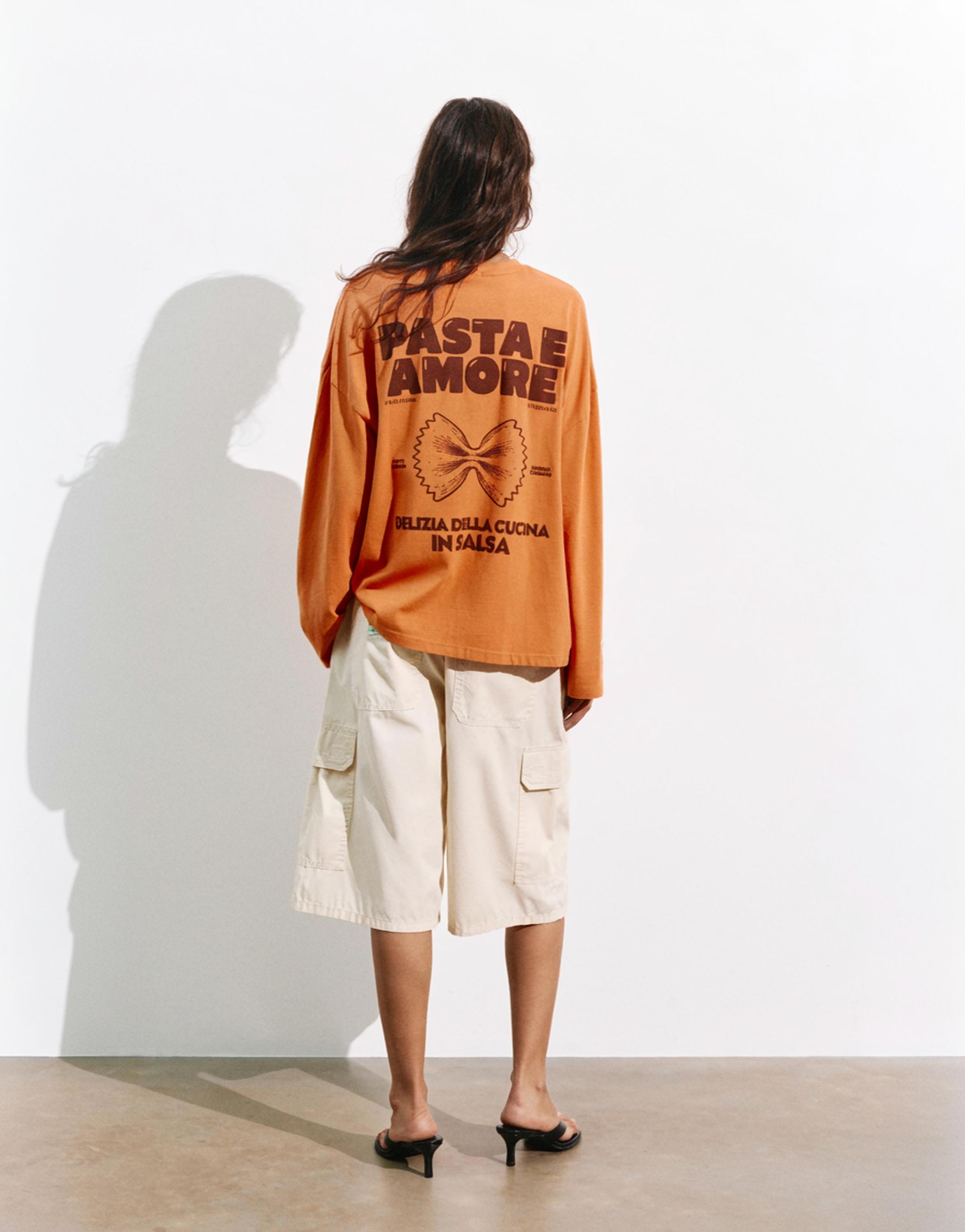 Long sleeve graphic T-shirt — Orange