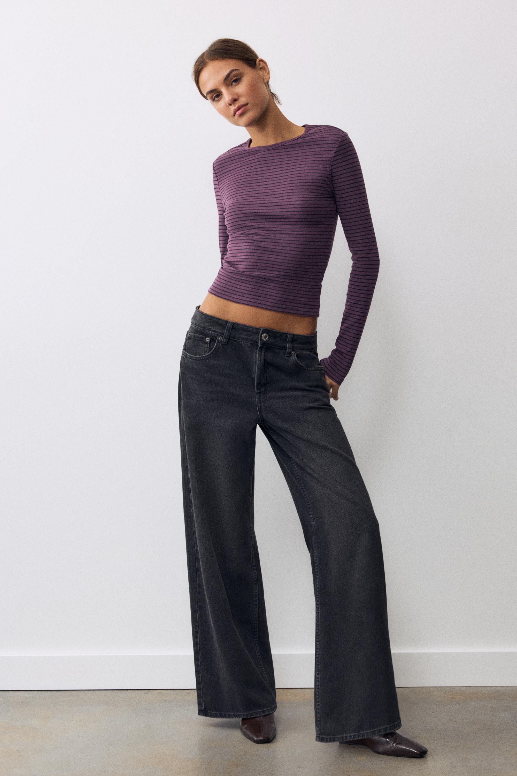 Fitted long sleeve T-shirt — Striped