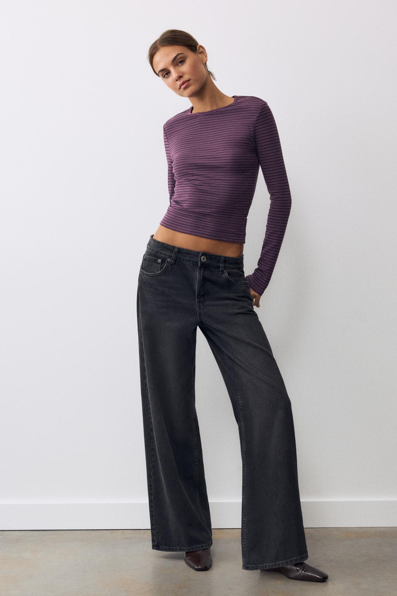 Fitted long sleeve T-shirt — Striped