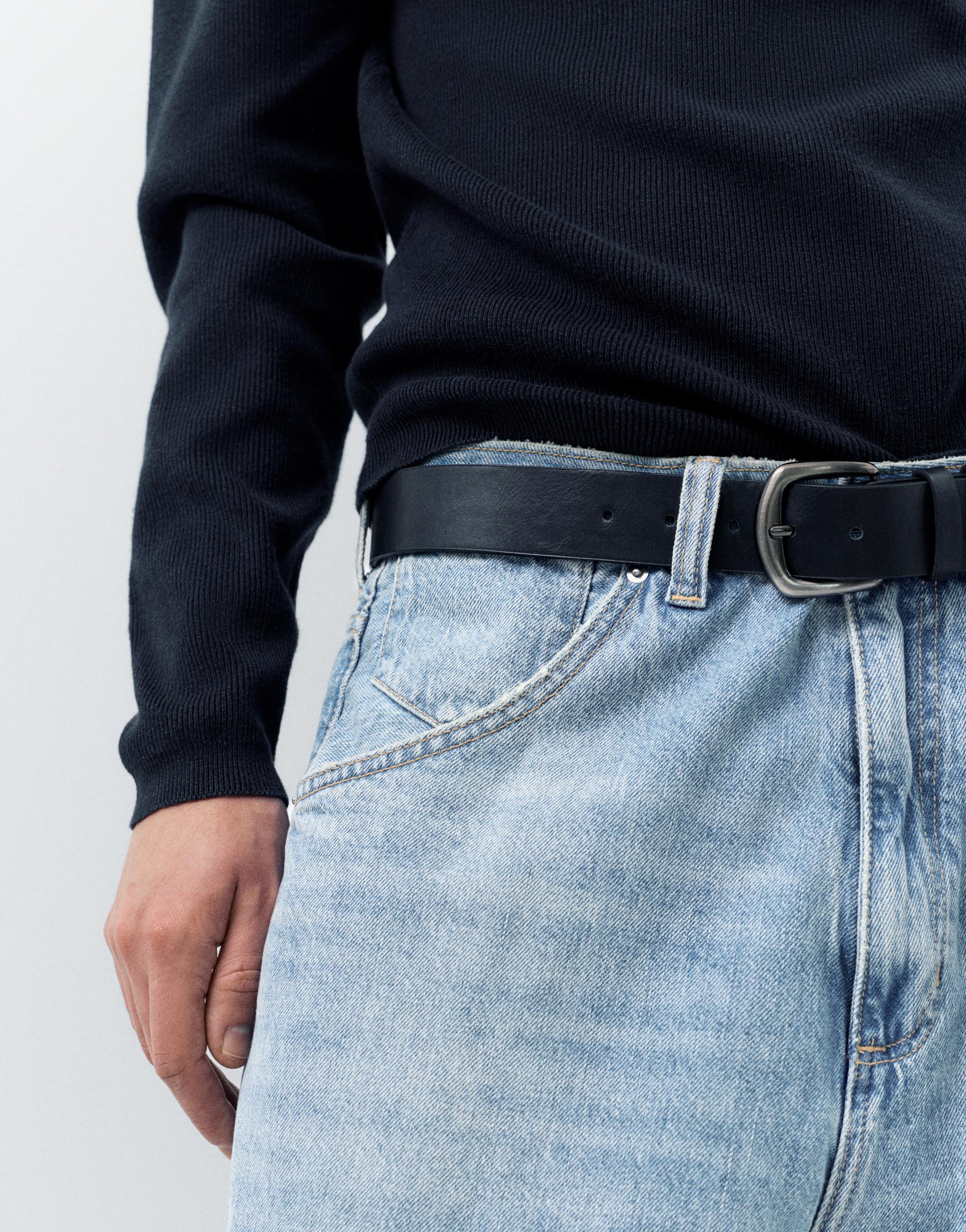 Embroidered super baggy jeans — Medium blue