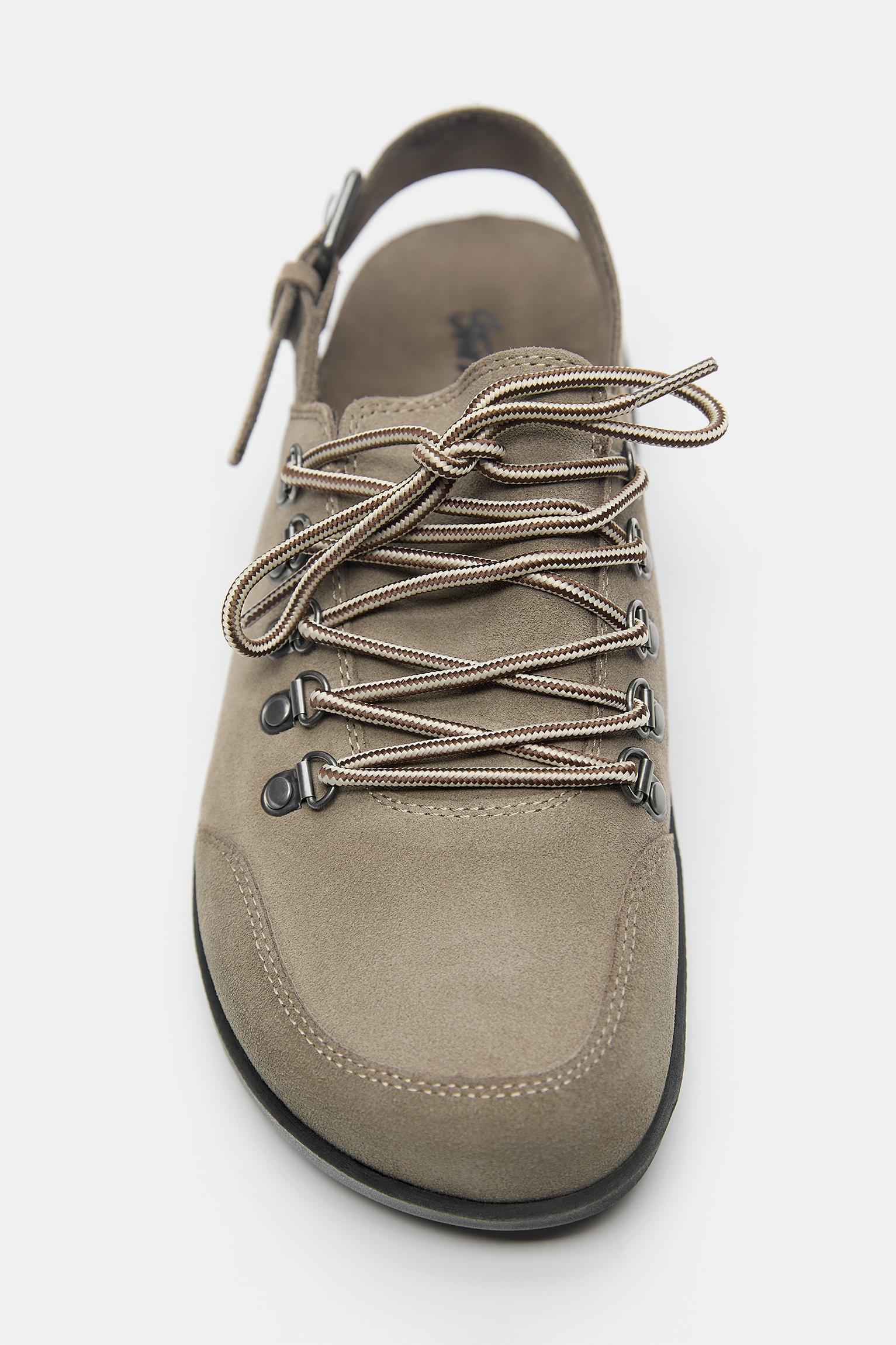 Lace-up leather clogs STWD — Taupe